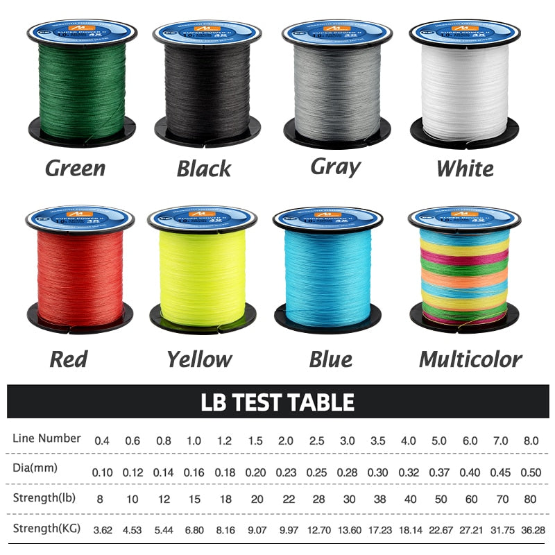 MEREDITH SUPER POWER II Multicolour 100M 300M 500M 4 Strands Braided PE Fishing Line Multifilament Smooth Fishing Line 15-80LB
