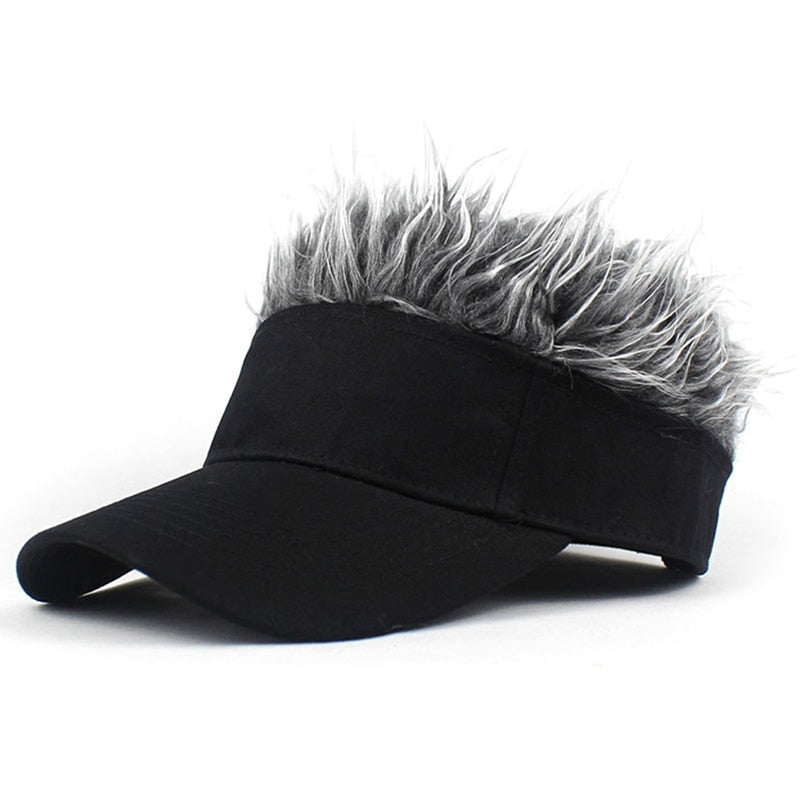 Novelty Baseball Cap Fake Hair Visor Sun Hat Men Women Hip Hop Caps With Spiked