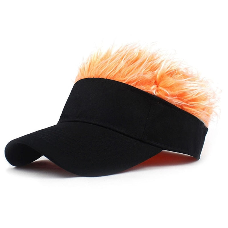 Novelty Baseball Cap Fake Hair Visor Sun Hat Men Women Hip Hop Caps With Spiked