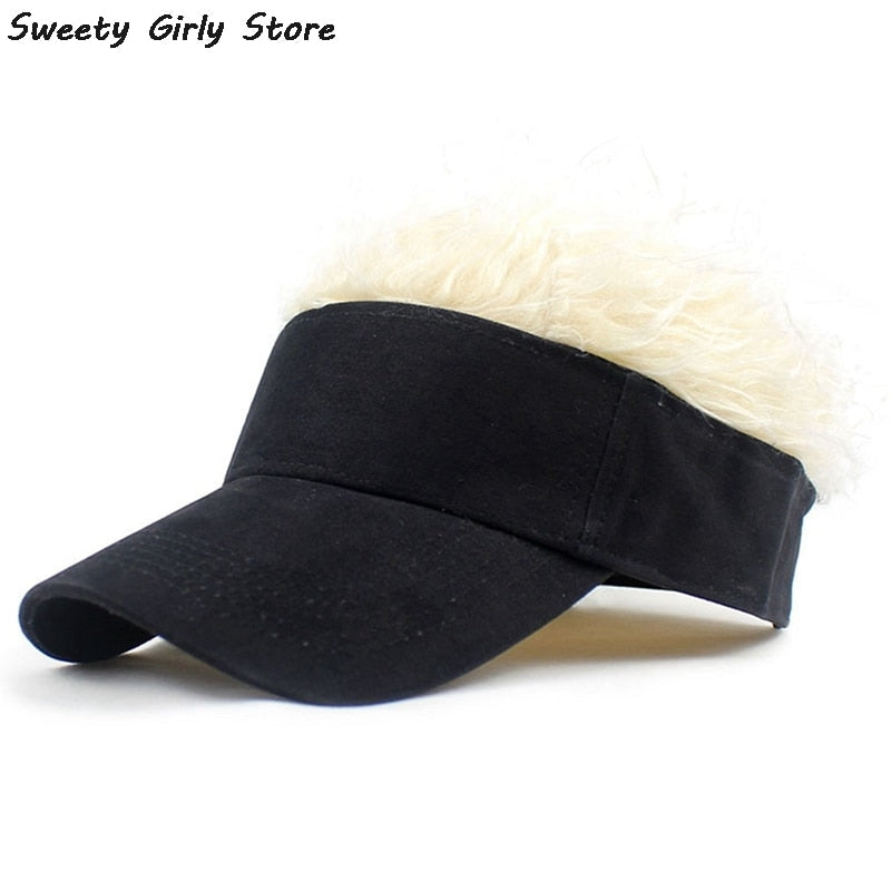 Novelty Baseball Cap Fake Hair Visor Sun Hat Men Women Hip Hop Caps With Spiked