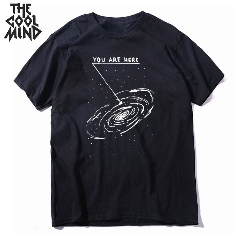 COOLMIND 100% cotton summer loose men Tshirt cool oversized men t shirt o-neck space funny t-shirt male tee shirts