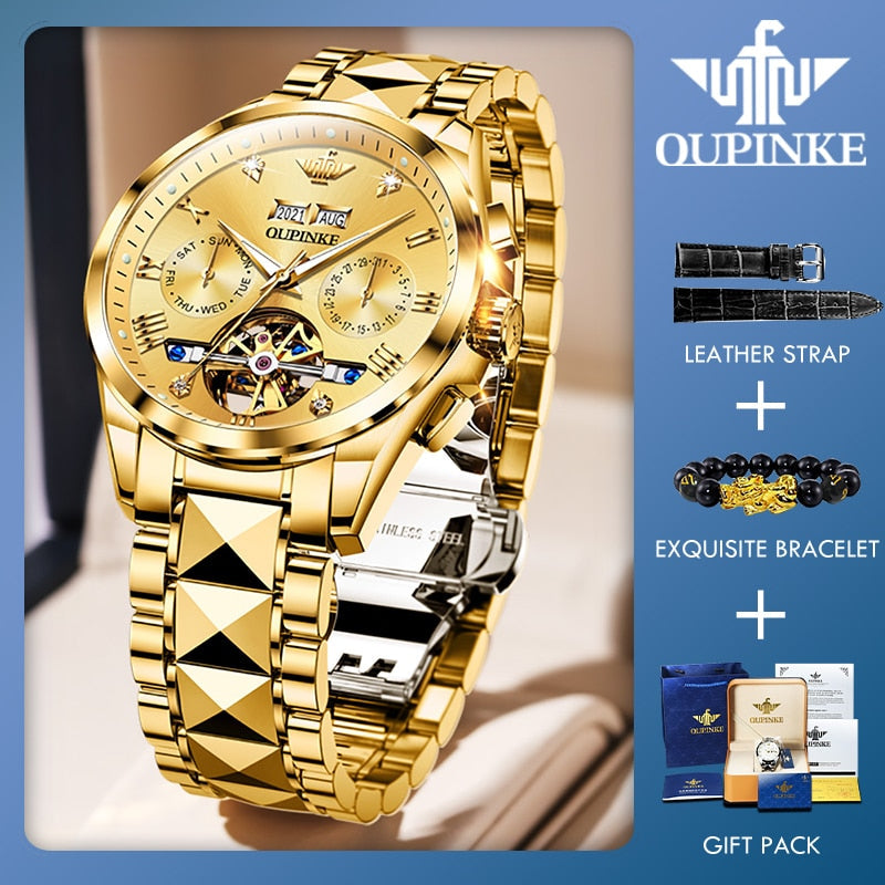 New Luxury Men Automatic Mechanical Wristwatch Tungsten Steel Watch Top Brand Sapphire Glass Men Watches reloj hombre