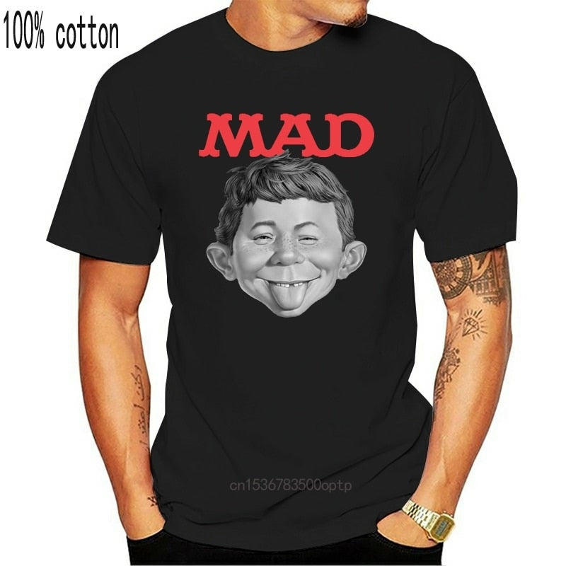 Mad Magazine Alfred E Newman T Shirt Retro 1970'S Funny Graphic Tee Wbt349 Style Loose Anime Tee Shirt 031338