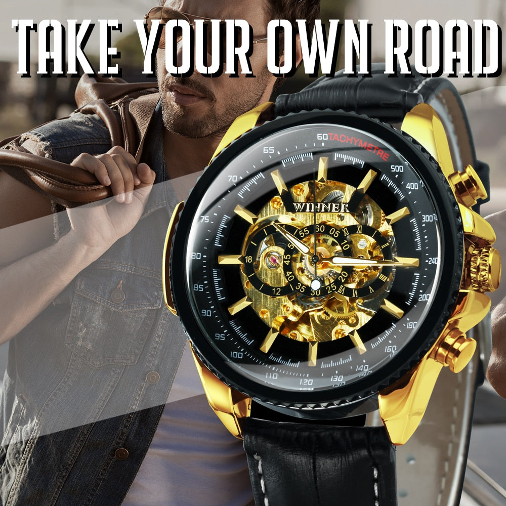 Military Watch For Men Skeleton Automatic Mechanical Wrist Watches Top Brand Luxury 2021 Silver Gold Big Leather Reloj Hombre