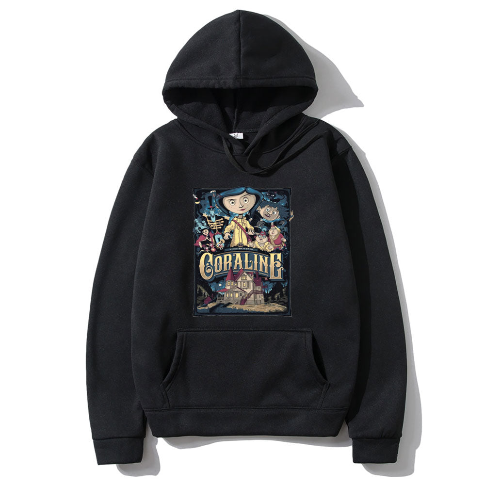 Tim Burton Neil Gaiman Nightmare Before Christmas Goth Dark Men Women Hoodie Coraline Print Hoodies Fashion Sweatshirt Swag