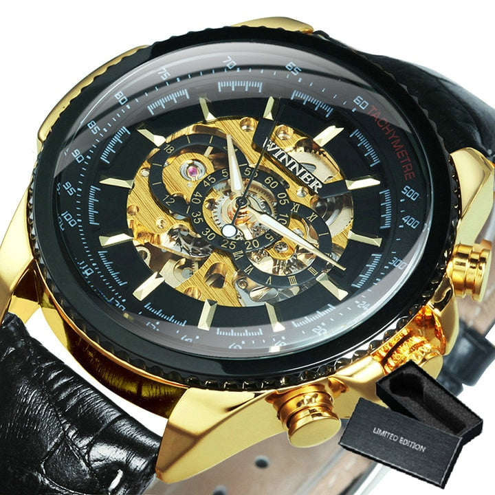 Military Watch For Men Skeleton Automatic Mechanical Wrist Watches Top Brand Luxury 2021 Silver Gold Big Leather Reloj Hombre
