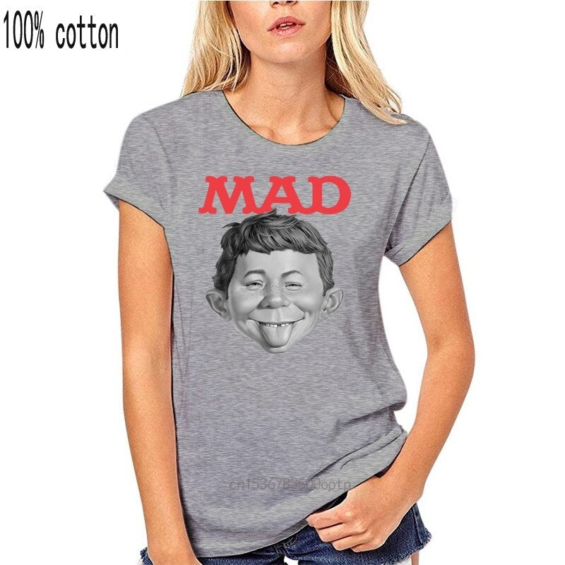 Mad Magazine Alfred E Newman T Shirt Retro 1970'S Funny Graphic Tee Wbt349 Style Loose Anime Tee Shirt 031338