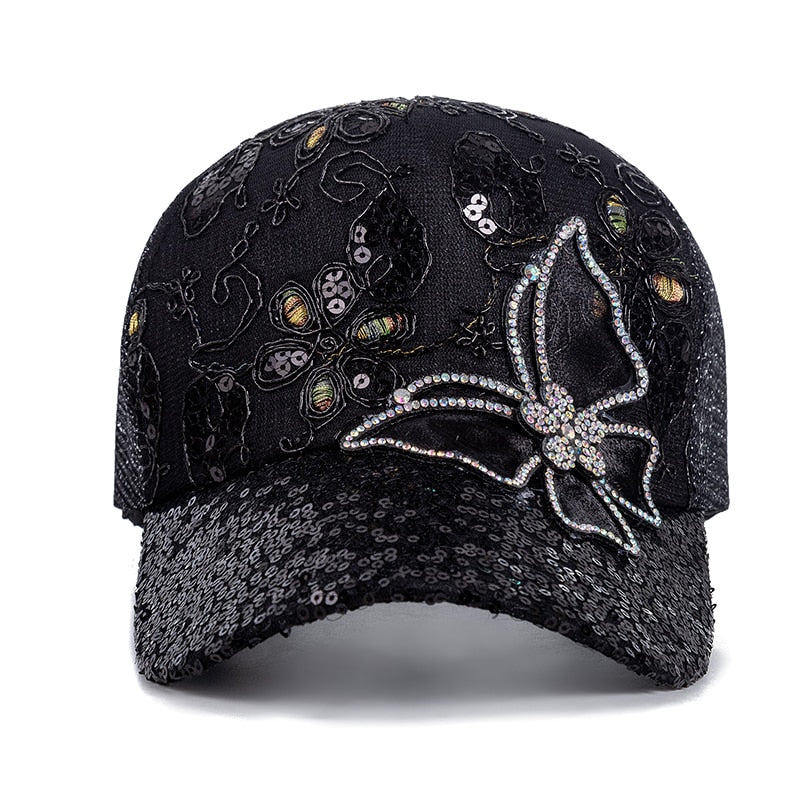 New Fashion Women's Cap Butterfly Flower Pendant Baseball Cap Female Outdoor Adjustable Streetwear Summer Trucker Hat