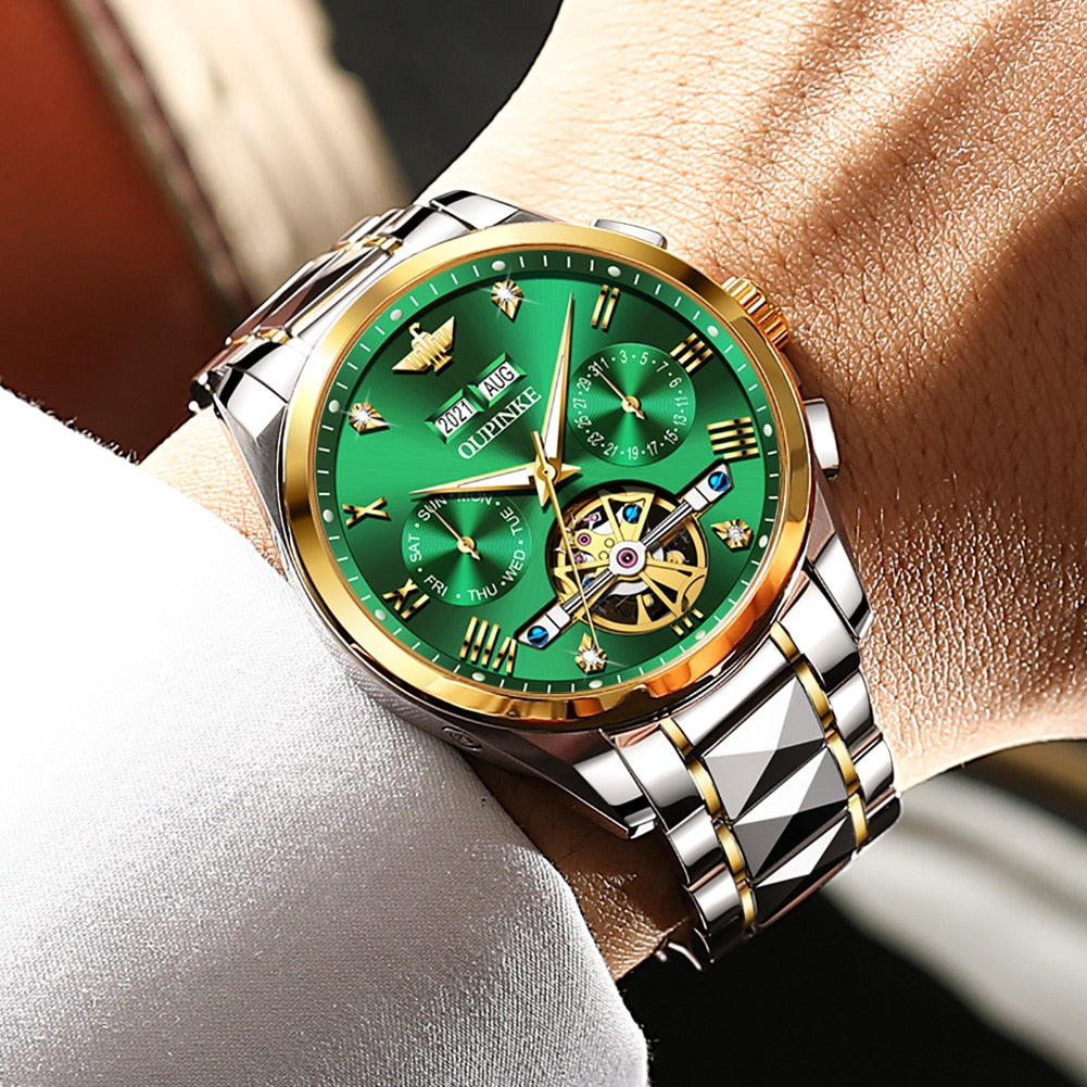 New Luxury Men Automatic Mechanical Wristwatch Tungsten Steel Watch Top Brand Sapphire Glass Men Watches reloj hombre