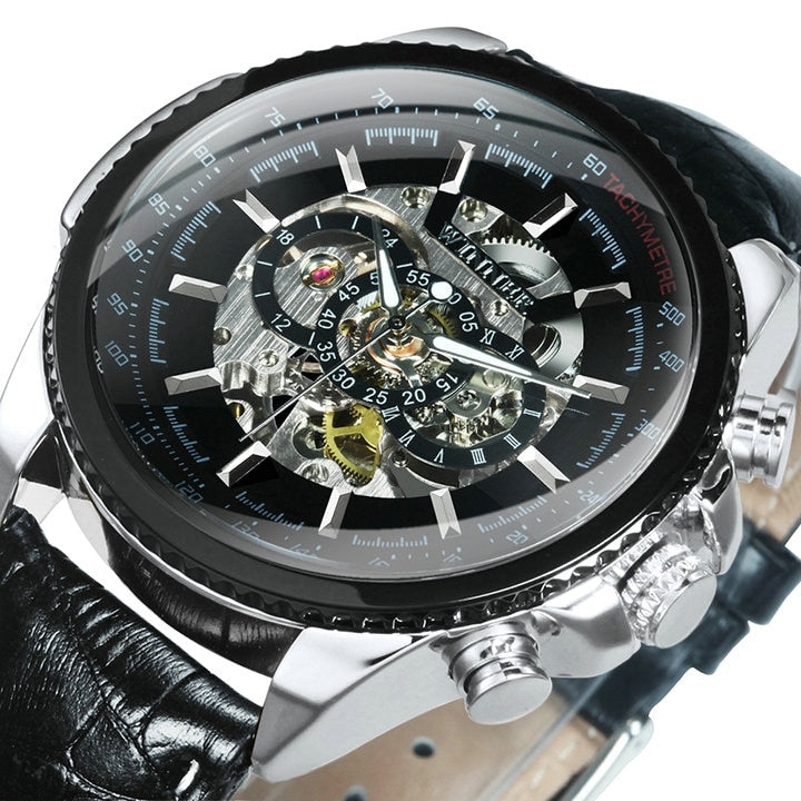 Military Watch For Men Skeleton Automatic Mechanical Wrist Watches Top Brand Luxury 2021 Silver Gold Big Leather Reloj Hombre