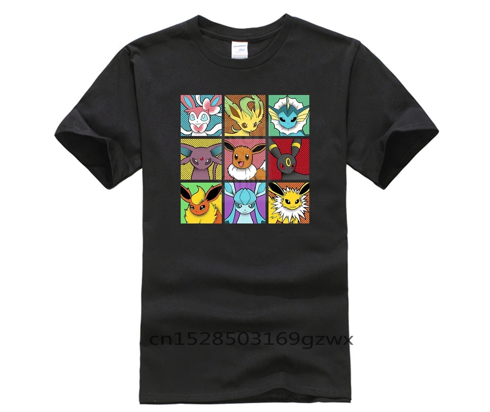 Men's 2020 Fashion Style T Shirt Funny Pop Eeveelutions Eevee Pokemon Japan Anime for Men Pure Short Fashion T Shirt 100% Cotton
