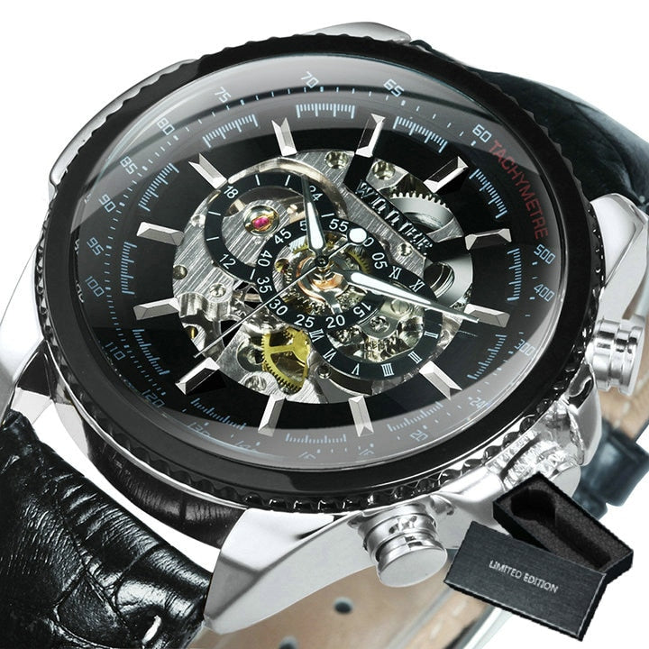 Military Watch For Men Skeleton Automatic Mechanical Wrist Watches Top Brand Luxury 2021 Silver Gold Big Leather Reloj Hombre