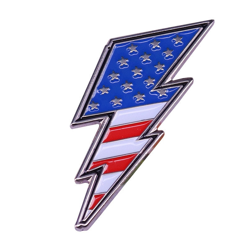Lightning Shaped American Flag Pin