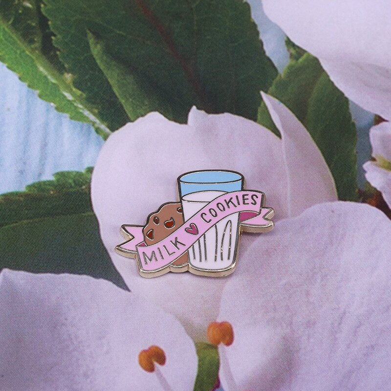 Milk and Biscuit Brooch Childhood Food Badge