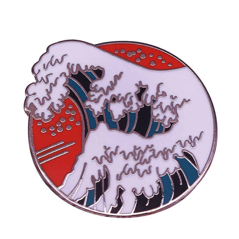 Kanagawa surfing brooch Japanese painter art painting inspiration badge