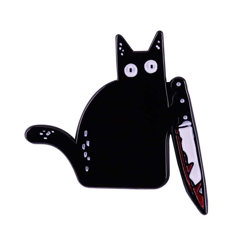 Killer Cat Brooch Horror Animal Badge Halloween Cartoon Accessories