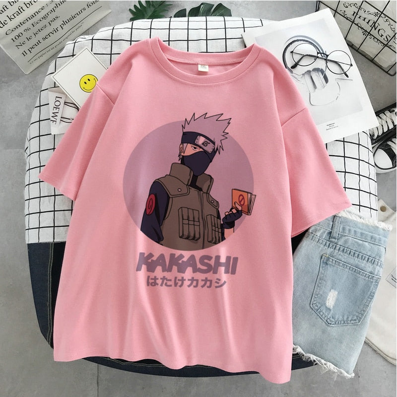 Naruto Hatake Kakashi Graphic Print T-shirt Women Harajuku Aesthetic White Top Plus Size Tshirt Anime Japan Style Female T Shirt