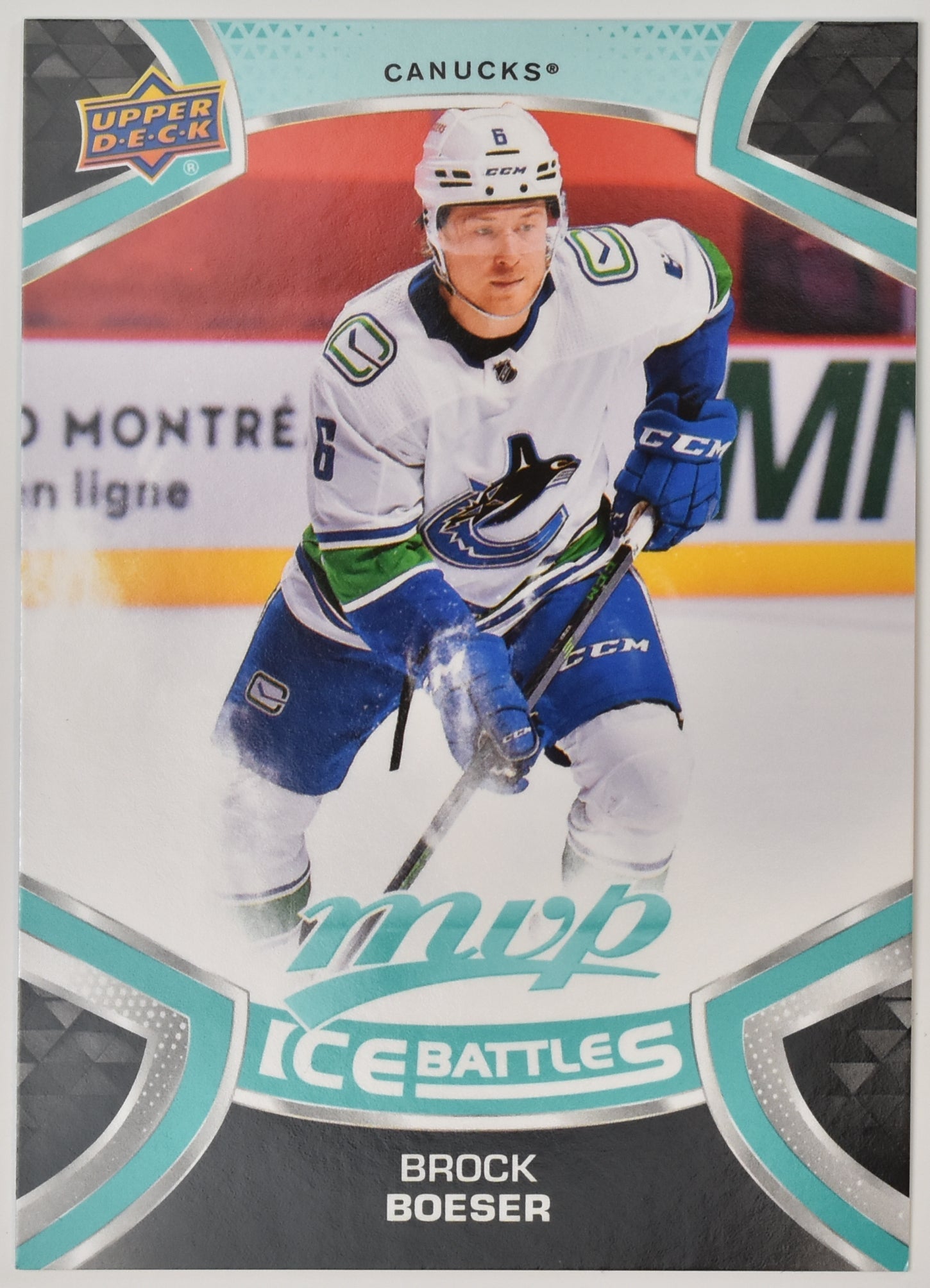 Brock Boeser 6 Ice Battles MVP NHL Hockey Card Upper Deck 2021-2022
