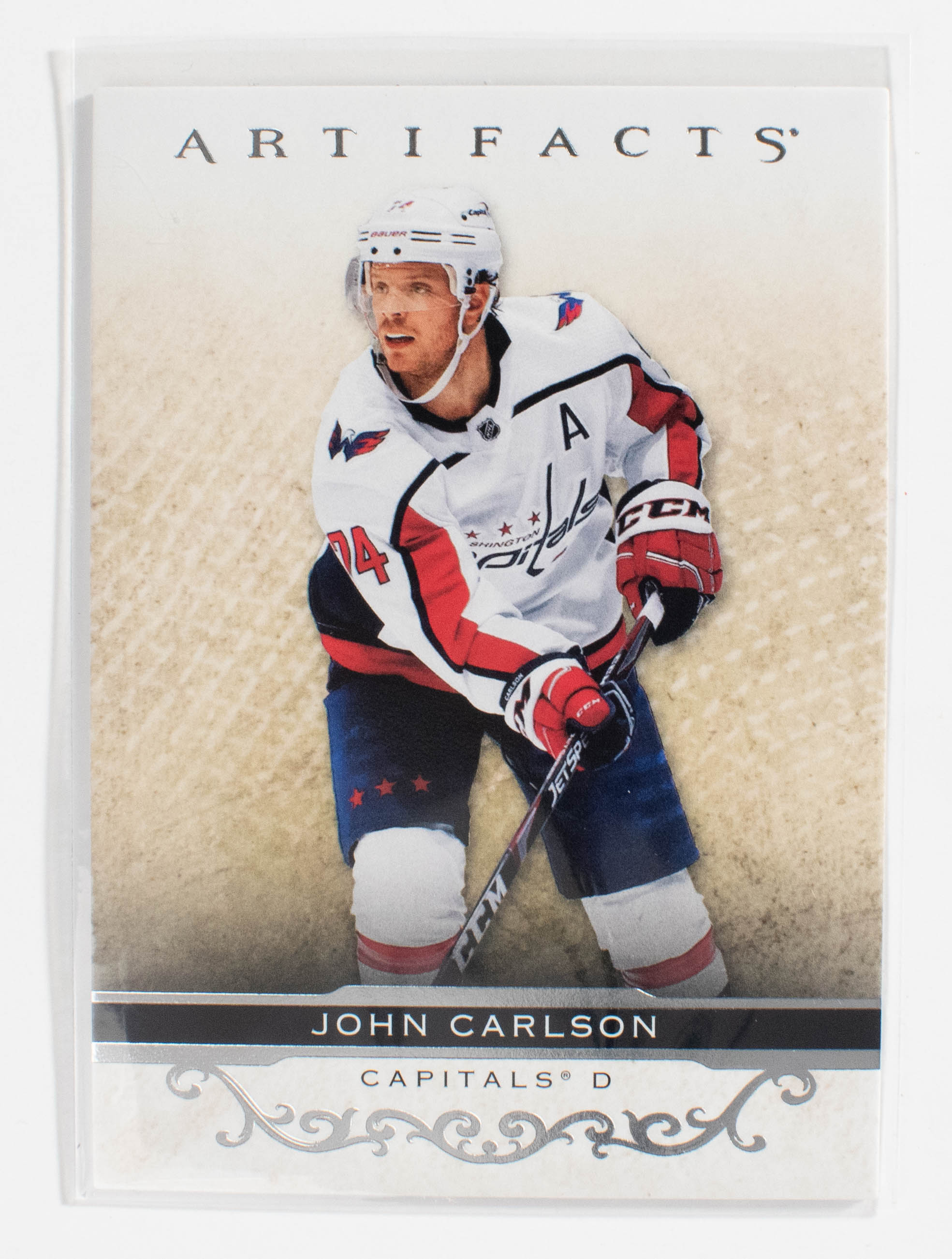 John Carlson 92 Capitals Artifacts Hockey 21-22 UD Silver