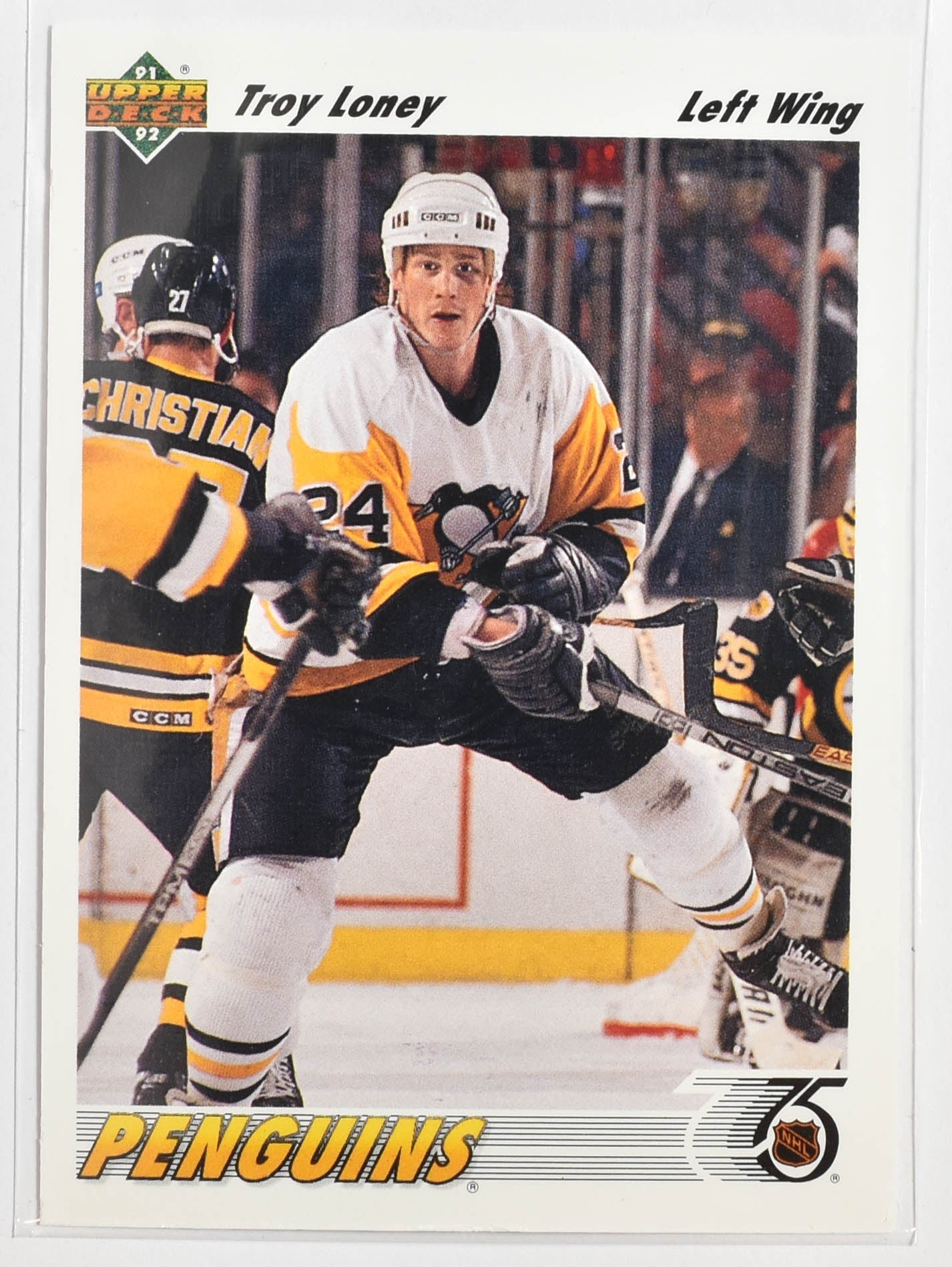 Troy Loney 489 Upper Deck 1992 Hockey Pittsburg Penguins