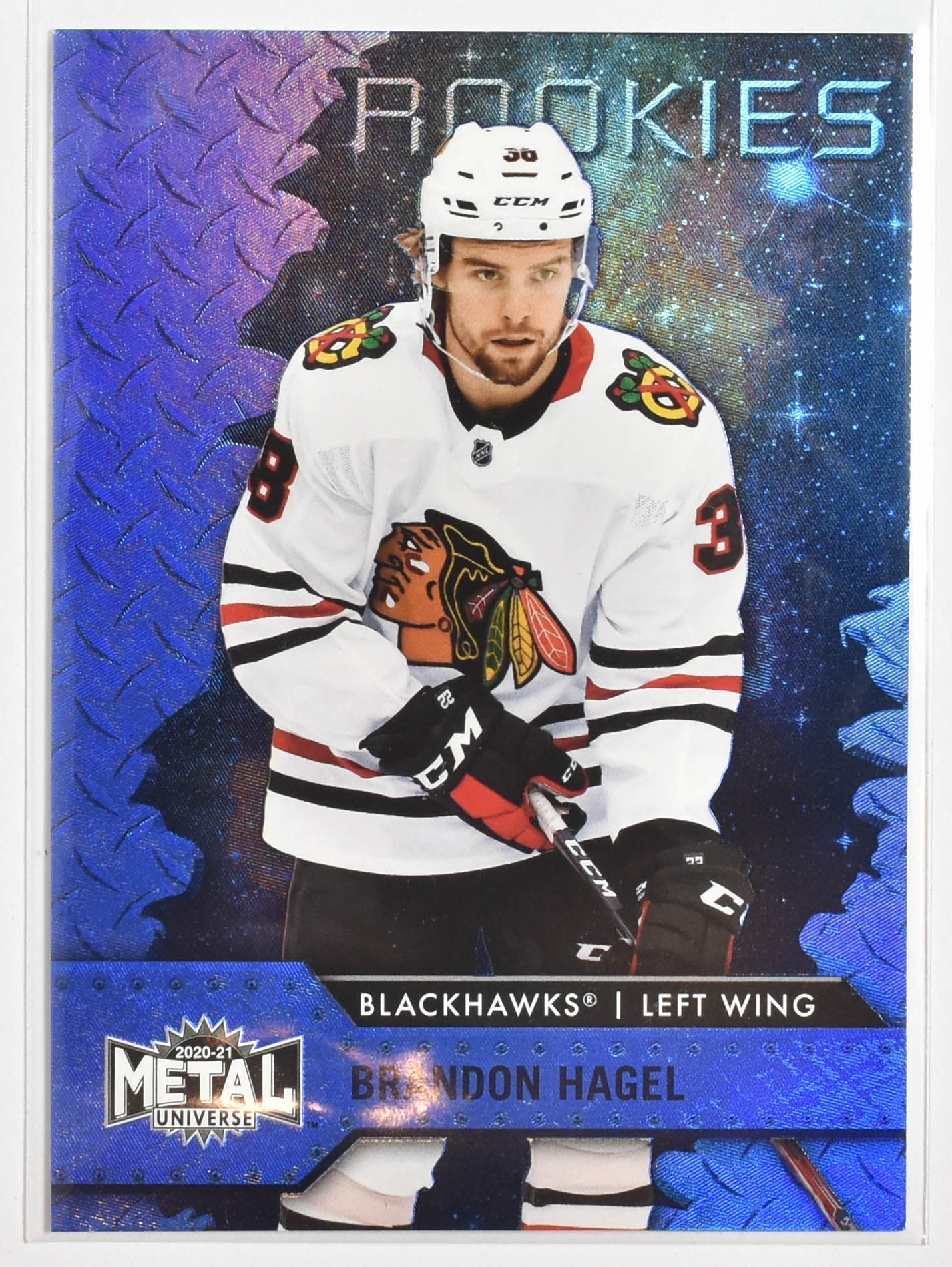 Brandon Hagel 116 Rookie Metal Universe Skybox Blackhawks