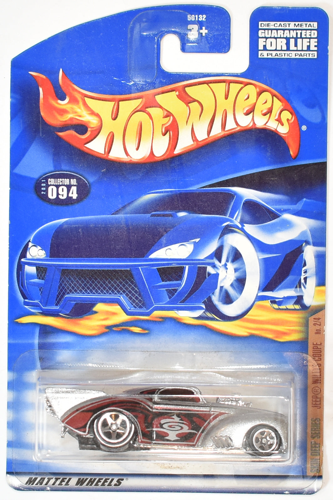 Hot Wheels Die Cast Car Jeep Willys Coupe Skin Deep Series Silver 094 2001 Mattel 2001