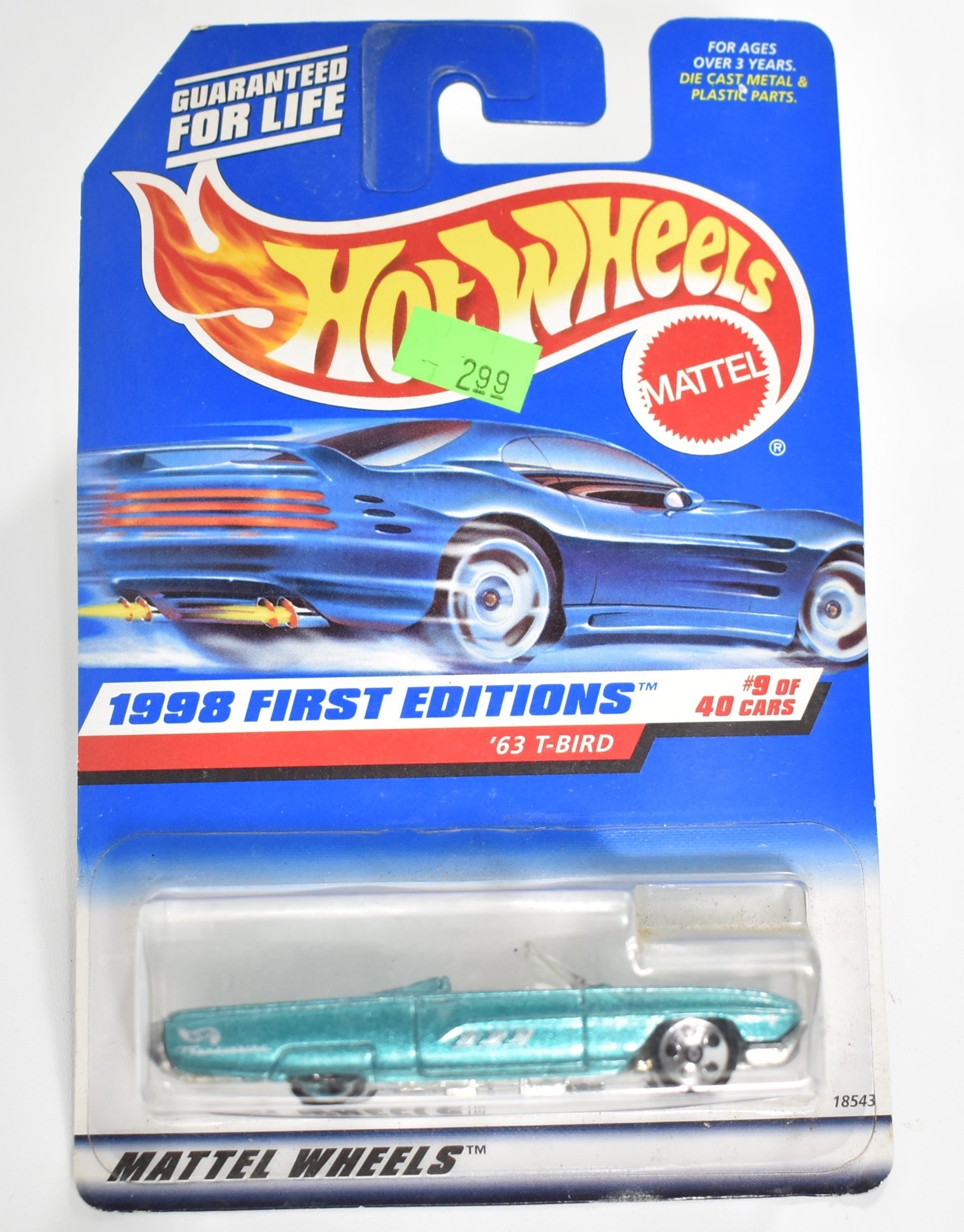Hot Wheels die cast car 1998 First Editions 63 T-Bird 9 of 40 Cars Mattel