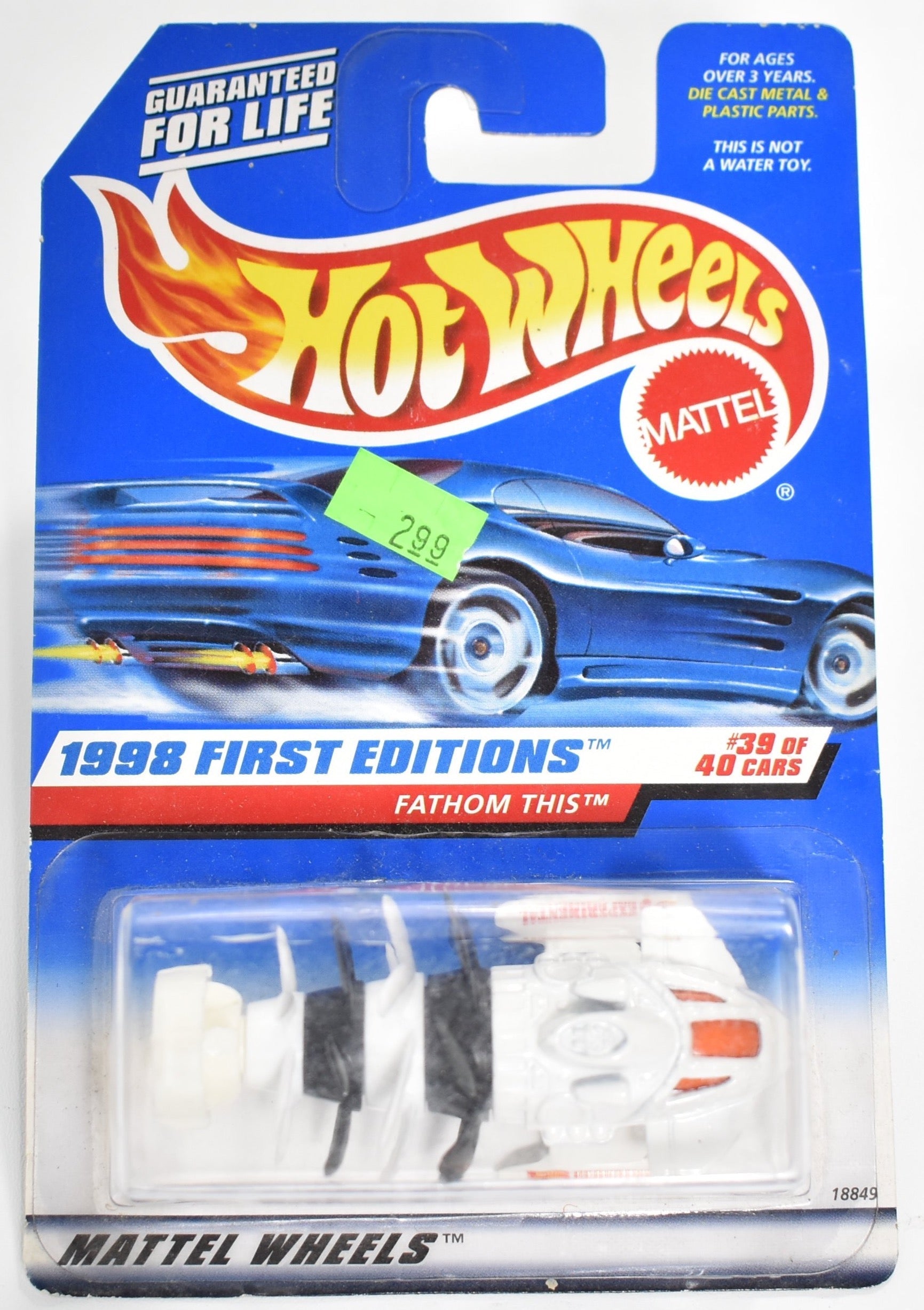 Hot Wheels die cast car 1998 First Edition Fathom This 39 of 40 Mattel