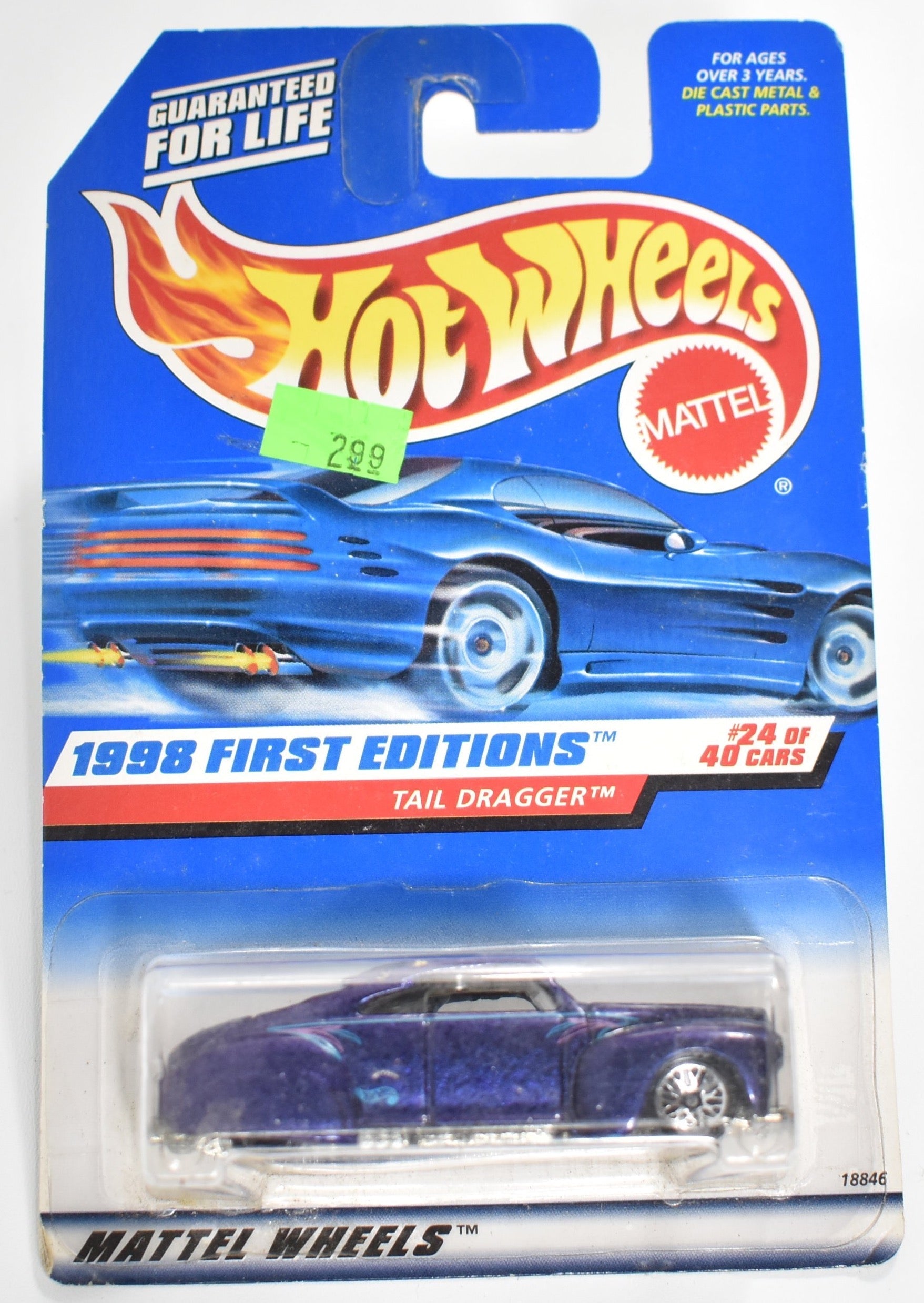 Hot Wheels die cast car 1998 First Editions Tail Dragger 24 of 40 Mattel