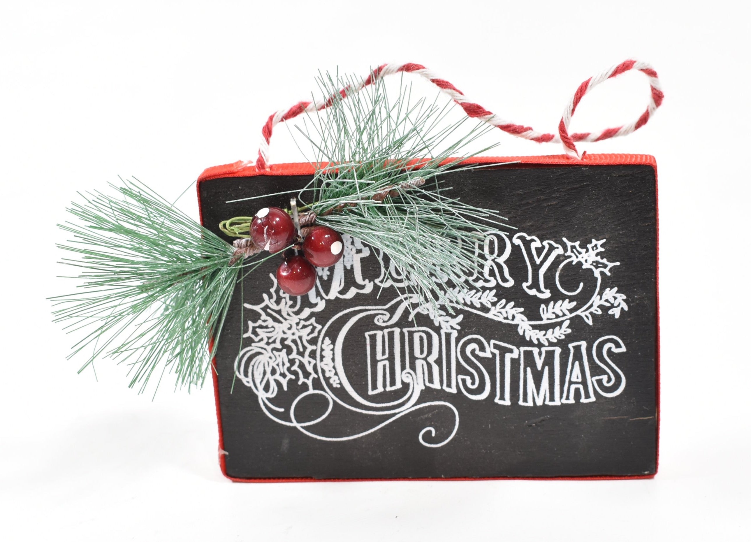 Merry Christmas Ornament Hanging Christmas decor Red Sign Used