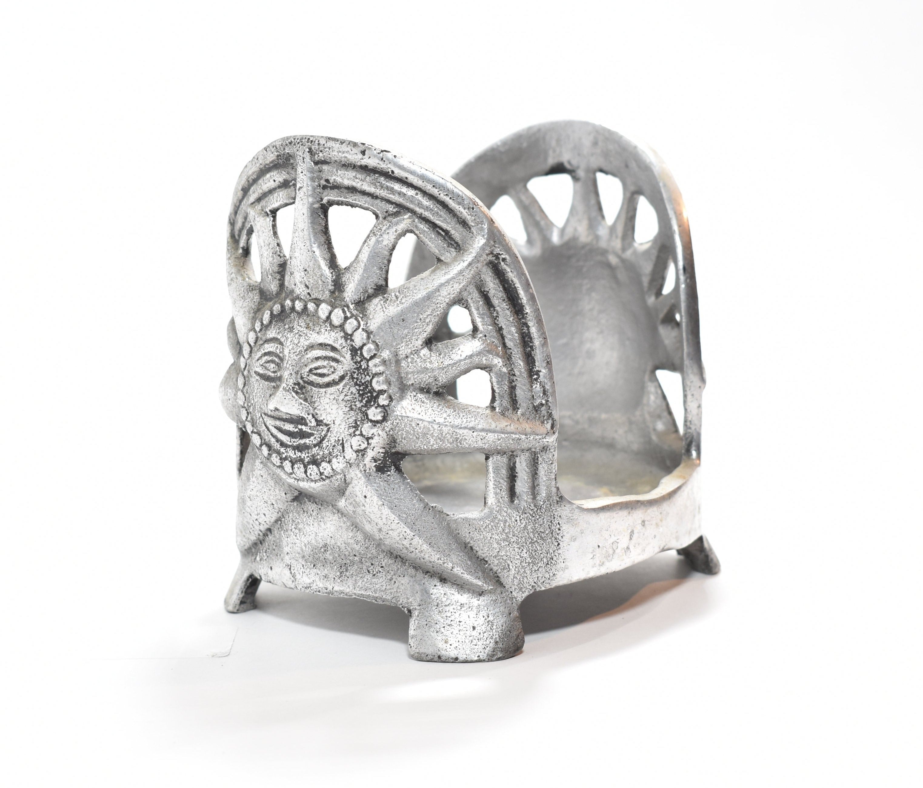 Metal sun candle holder large 4 inch length used