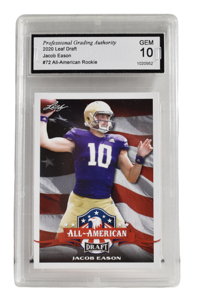 Jacob Eason 2020 Leaf Draft #72 All-American Rookie Gem 10