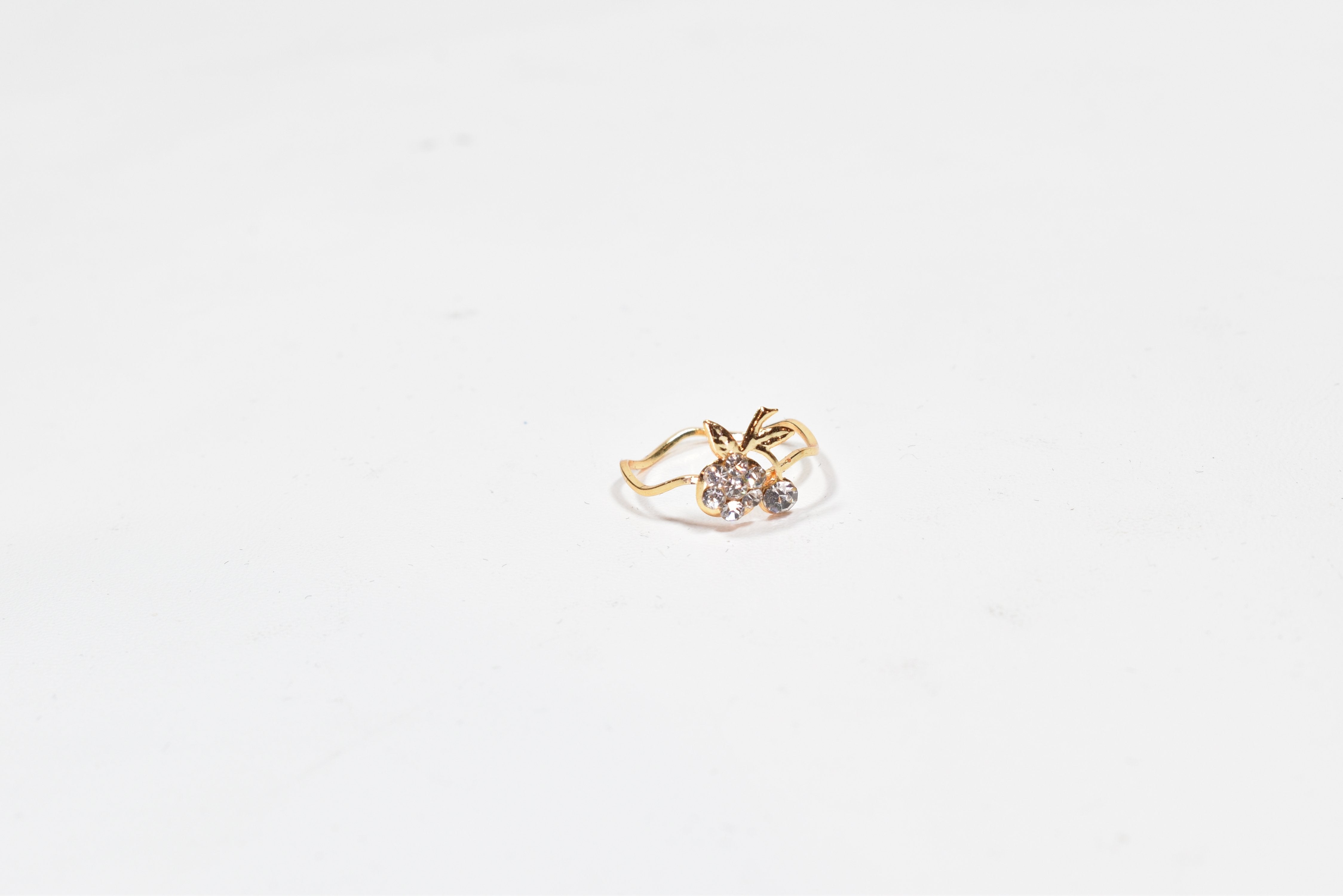 Cluster Ribbon Flower double cluster Diamond Ring Gold Band Promise Ring Size 5