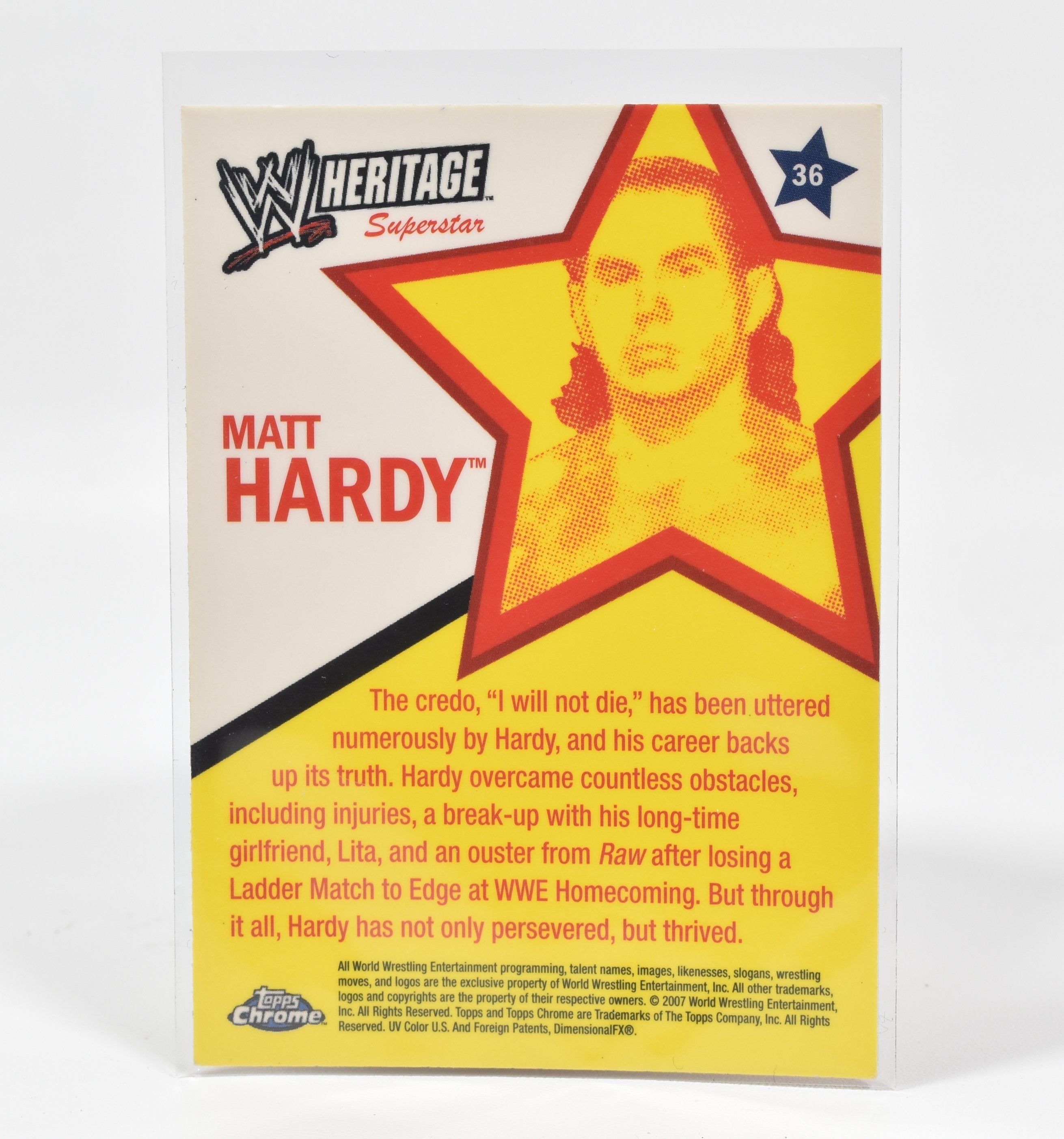 Matt Hardy Topps Chrome Wrestling card 2007 Superstar Card Heritage 36