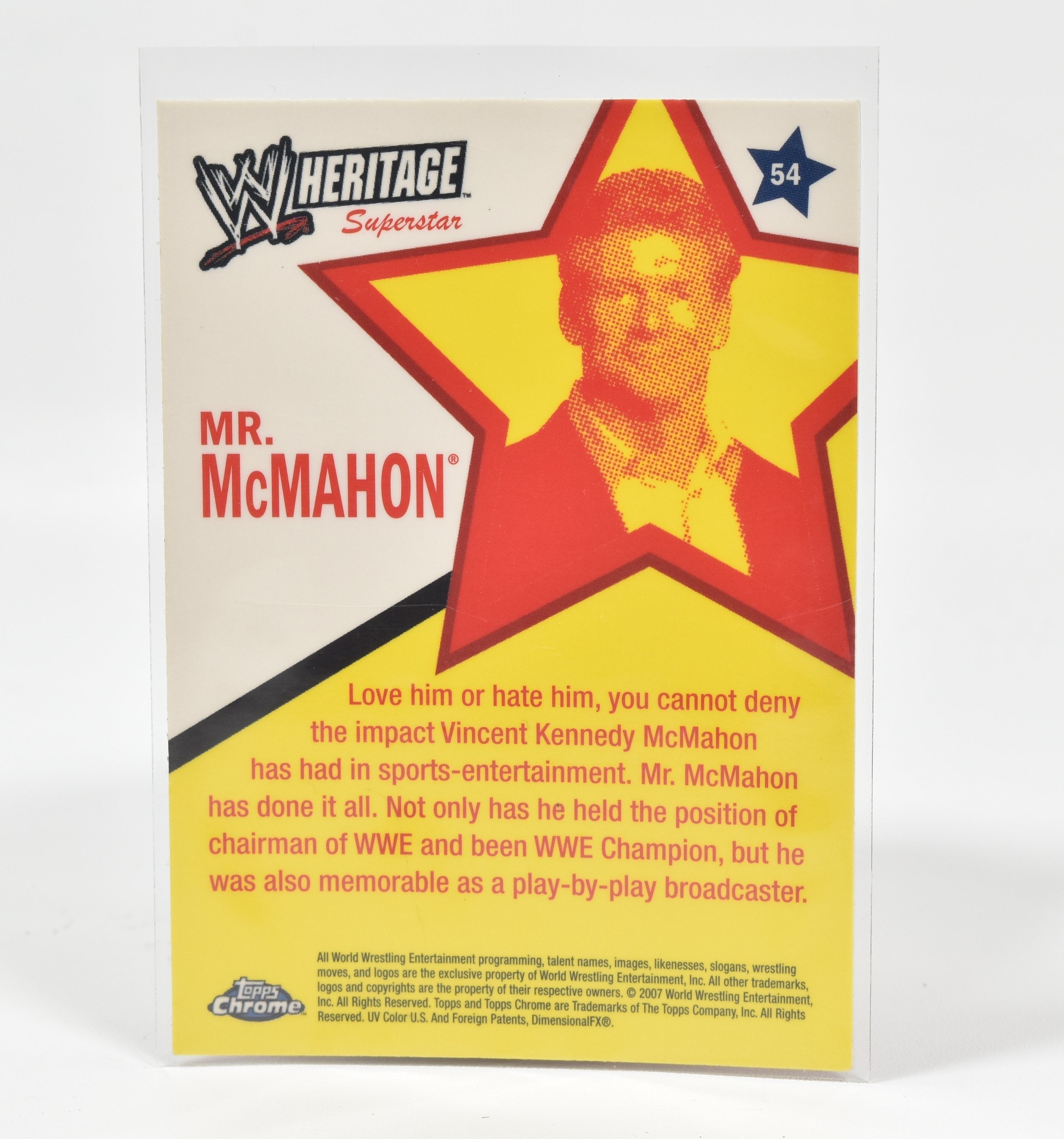 Mr McMahon Topps Chrome Wrestling card 2007 Superstar Card Heritage 54