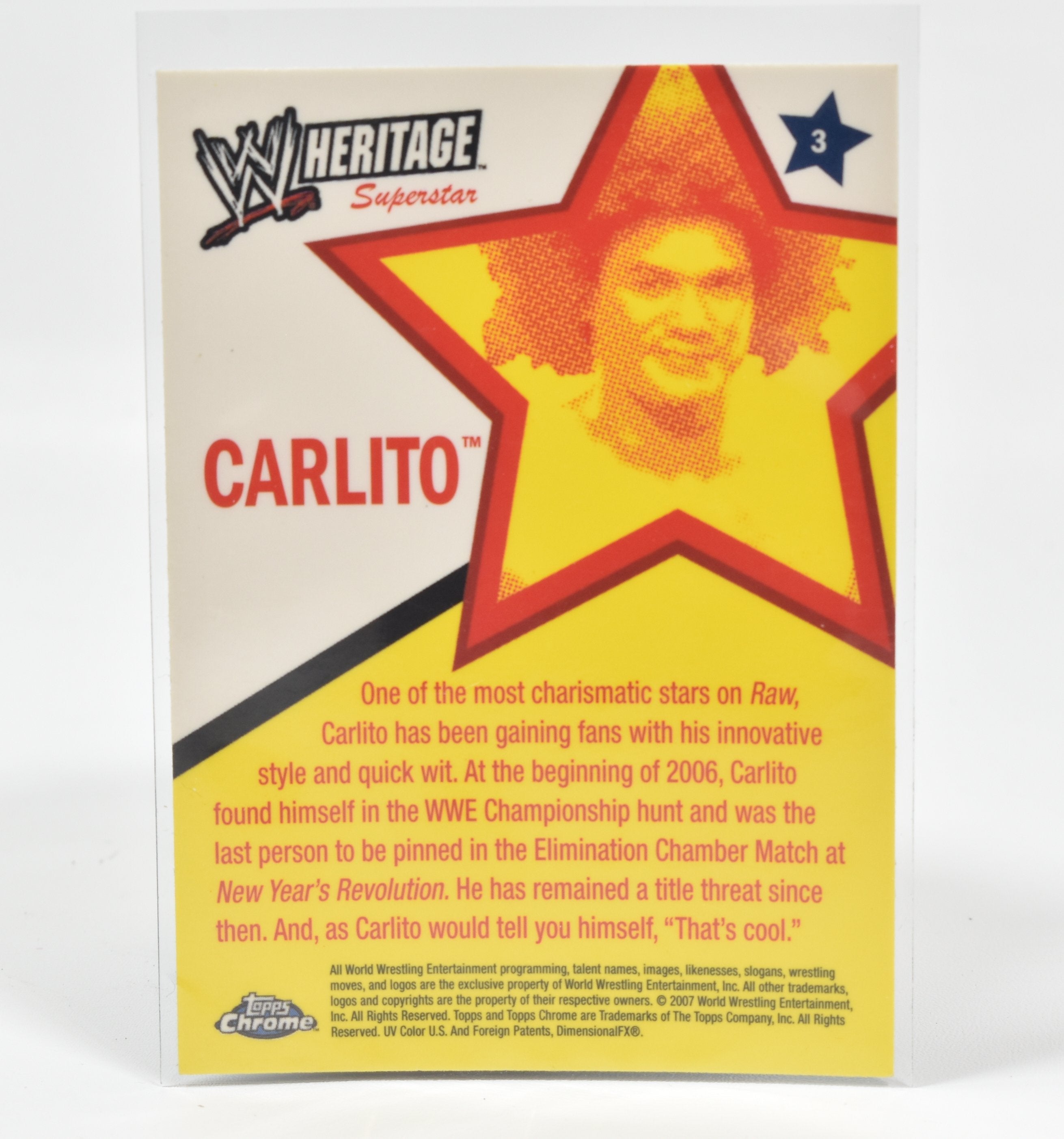 Carlito 3 Topps Chrome Wrestling card 2007 Superstar Card Heritage