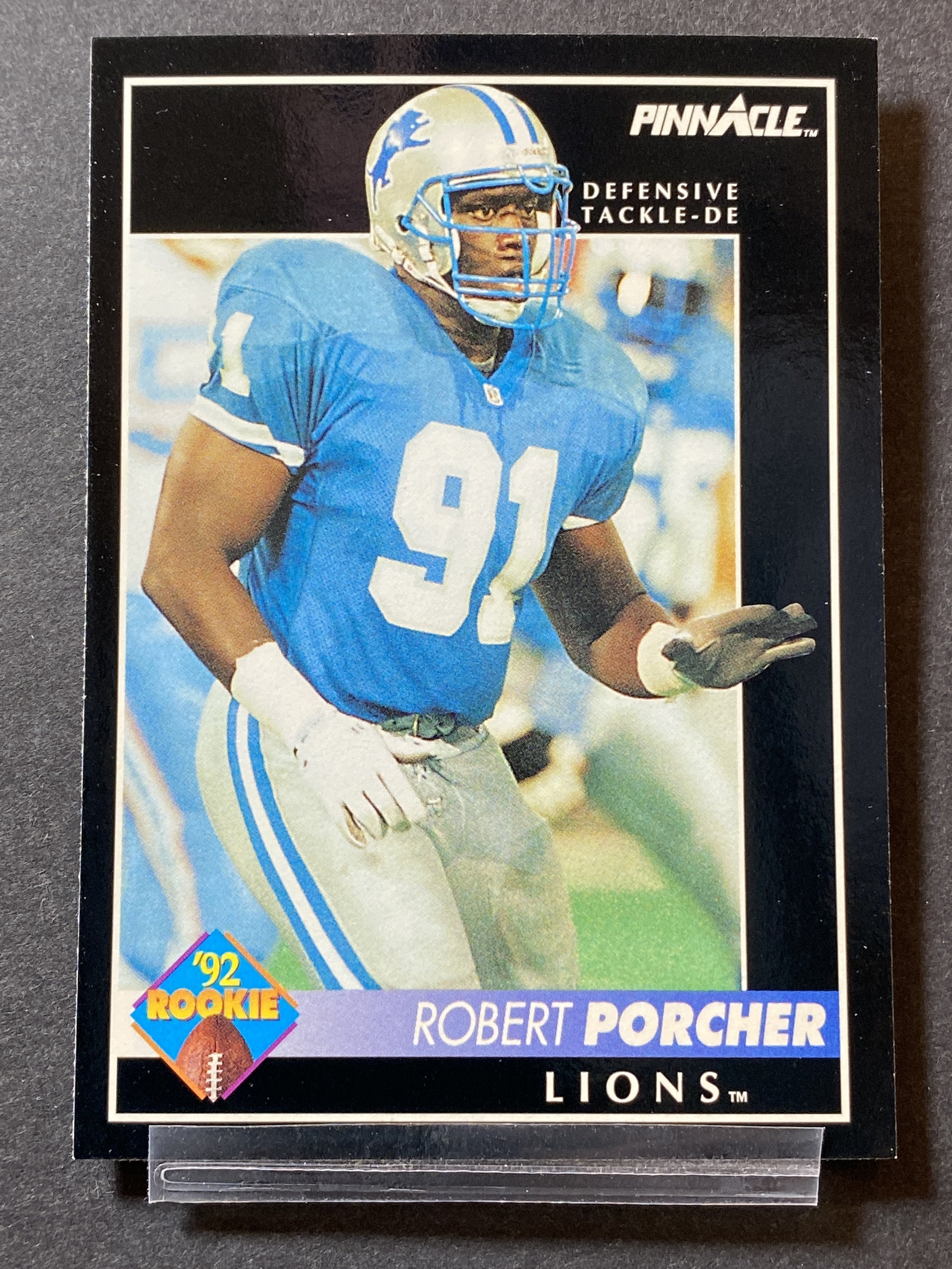 Robert Porcher 314 1992 Pinnacle Football Card Detroit Lions