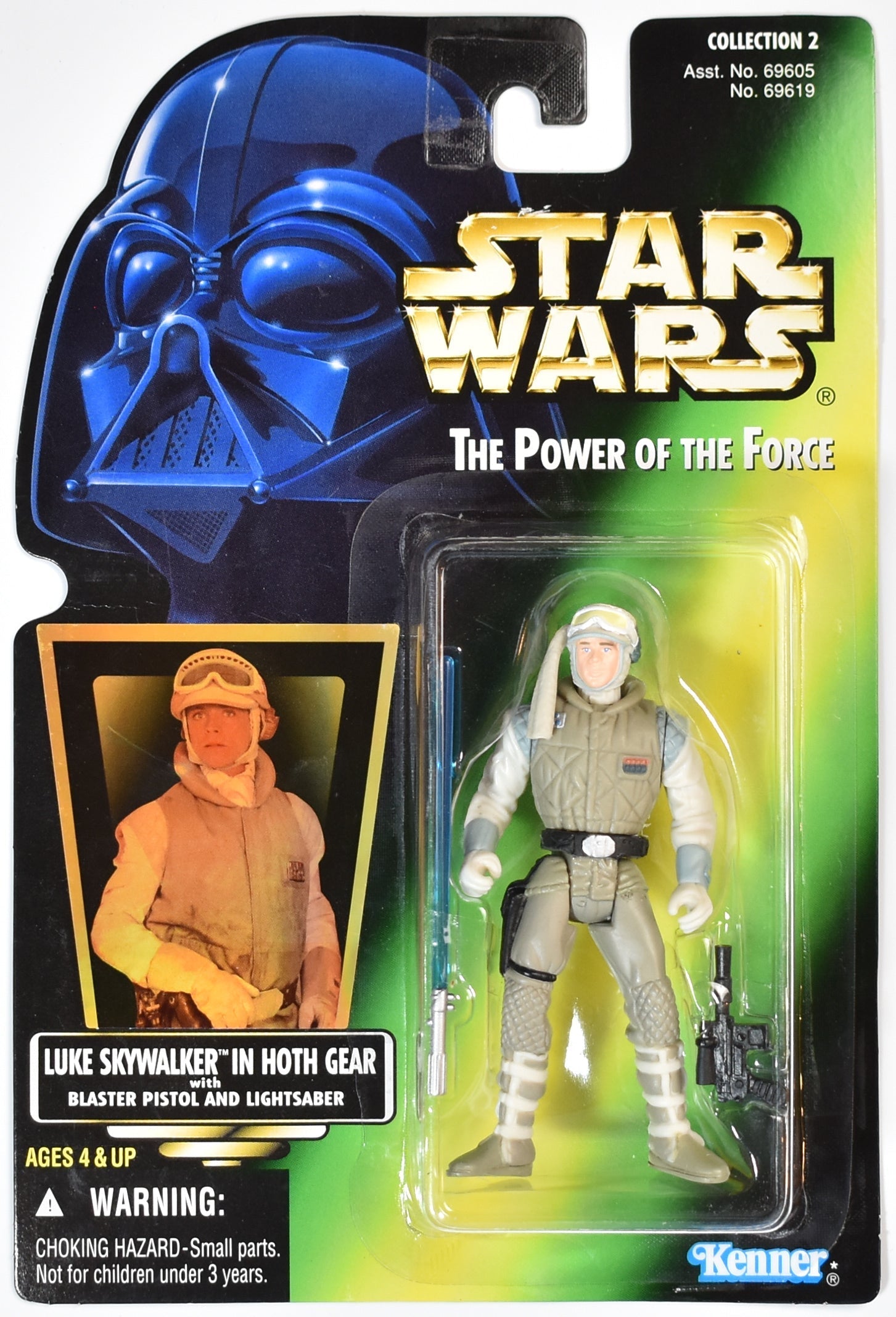 Star Wars Power of the force Green Card Luke Skywalker in Hoth Gear Kenner