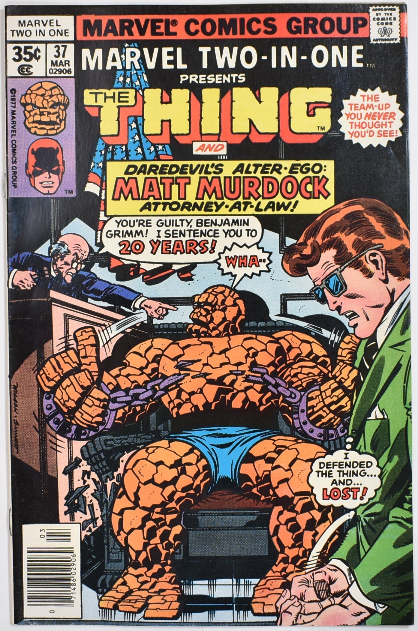 The Thing and Daredevils Alter Ego No. 37 March Marvel Two In One Comic Book