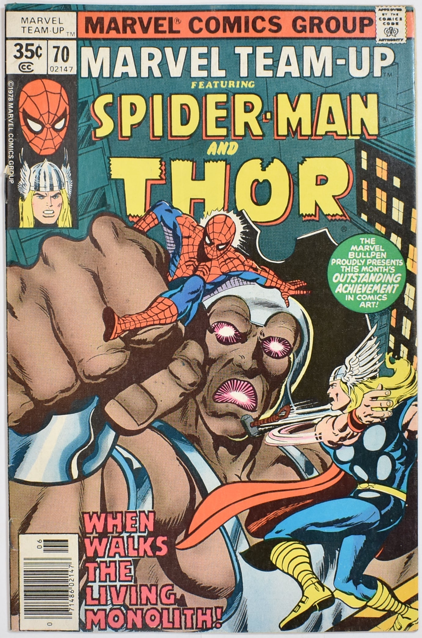 Spider Man and Thor Marvel Team Up No. 70 Marvel Comic Book