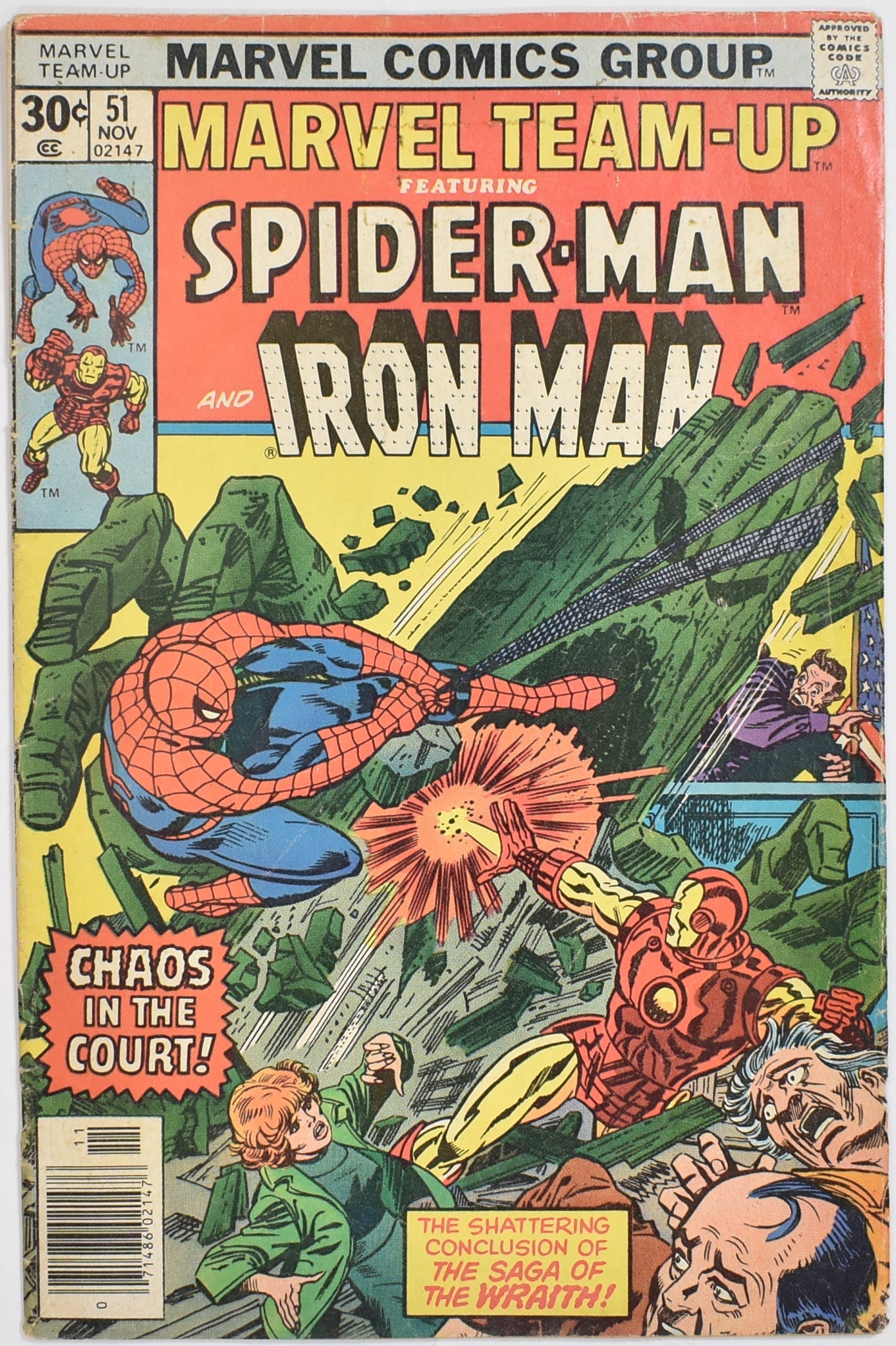Marvel Team Up Spider Man Iron Man 51 Nov. Chaos In the Court Comic Book