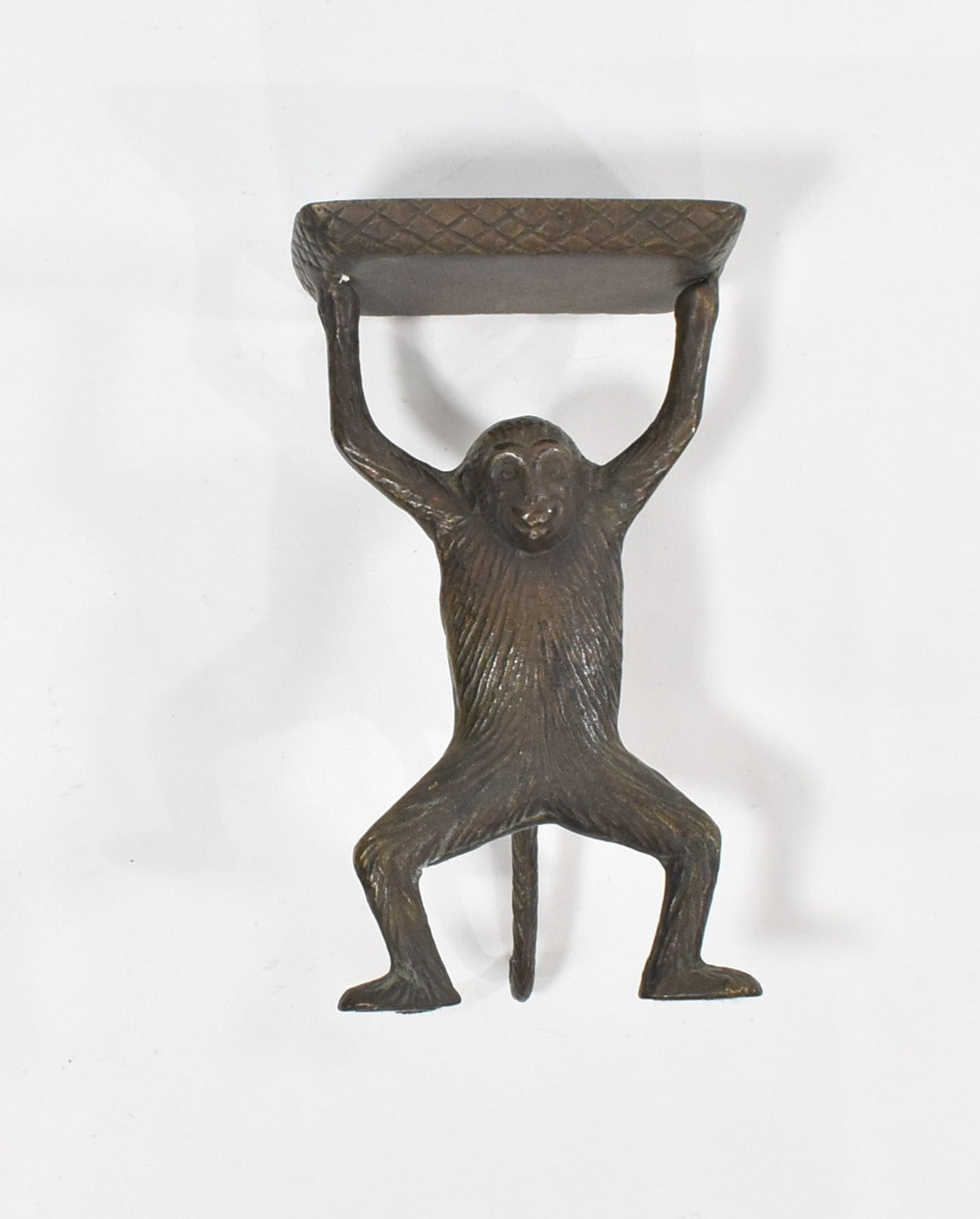 Brass Monkey Holding Plate Serving Dish Vintage Korean 7x4x2.5