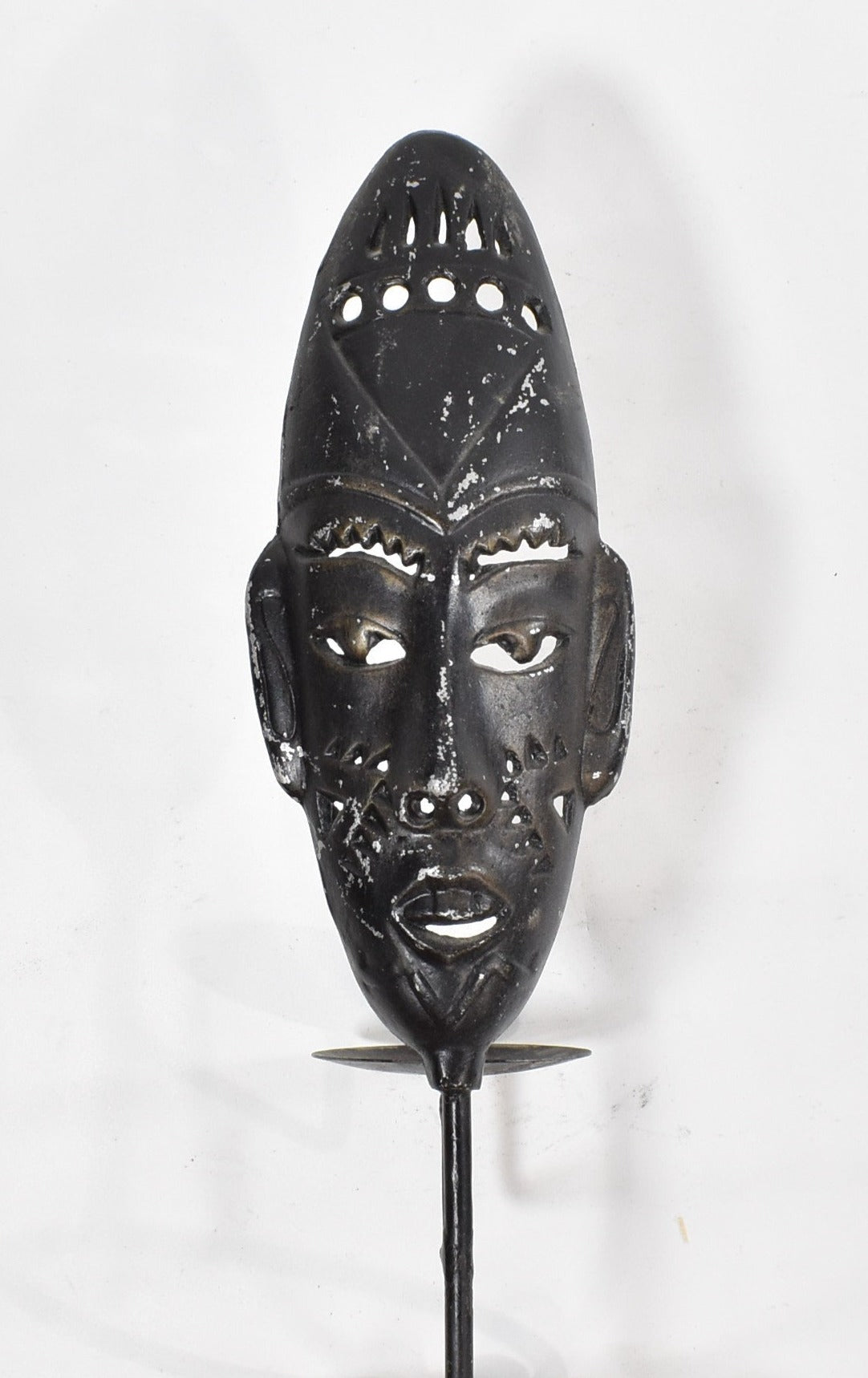 Metal Candle Holder South American Native Face