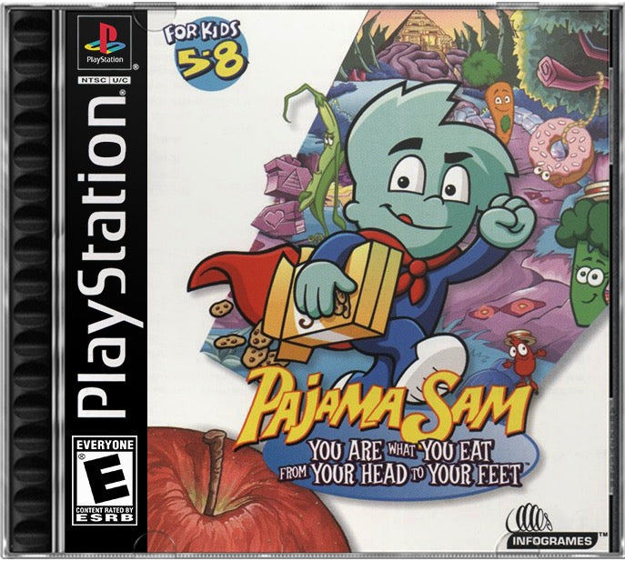 Pajama Sam - You Are What You Eat from Your Head to Your Feet PS1 Sony Playstation 1 Used Video Game