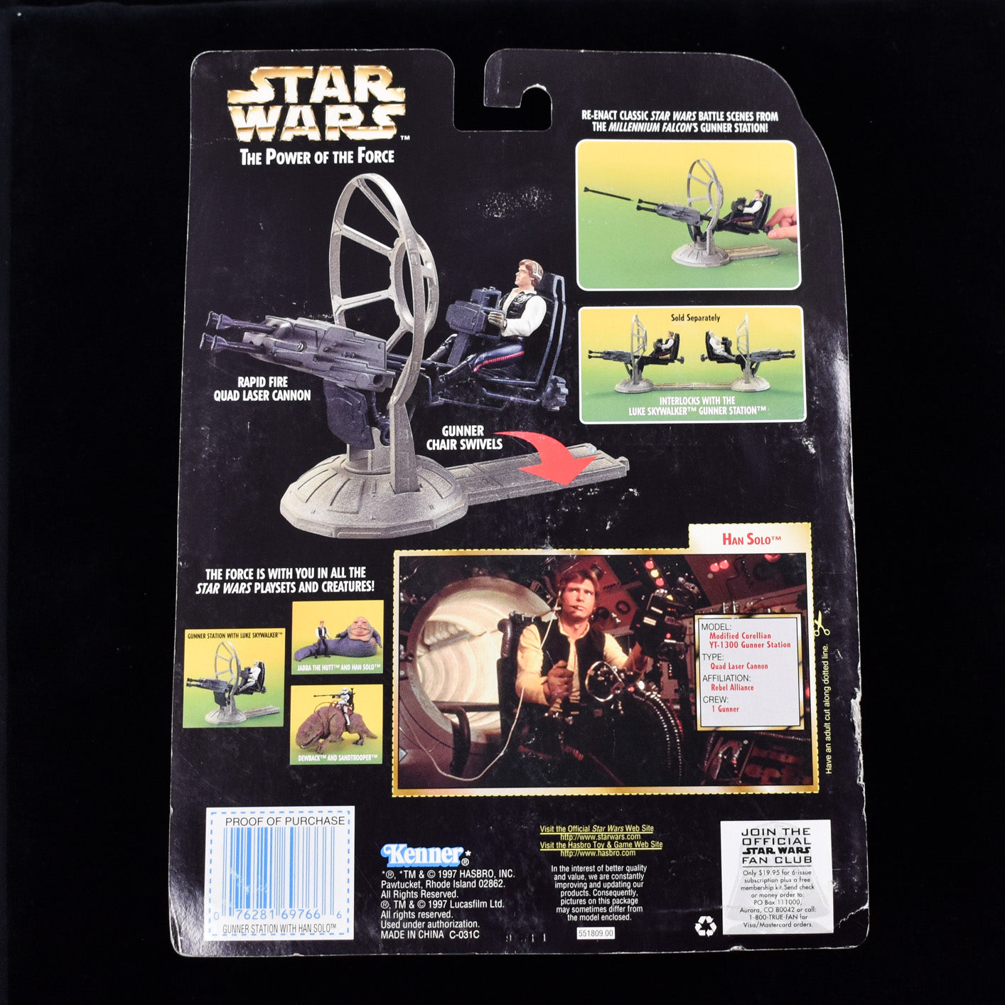 Power of the Force Gunner Station Han Solo Millennium Falcon Kenner 1997