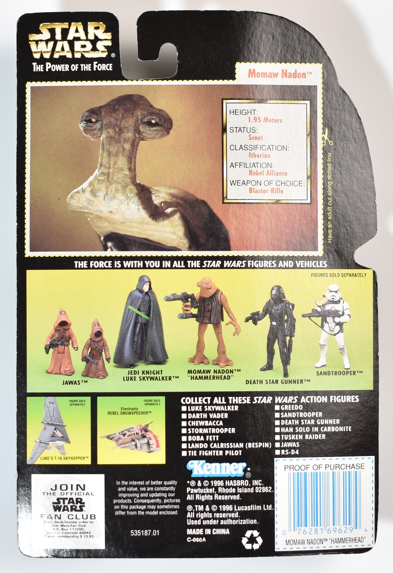 Star Wars Power of the Force Green Card Momaw Nadon Hammerhead 2