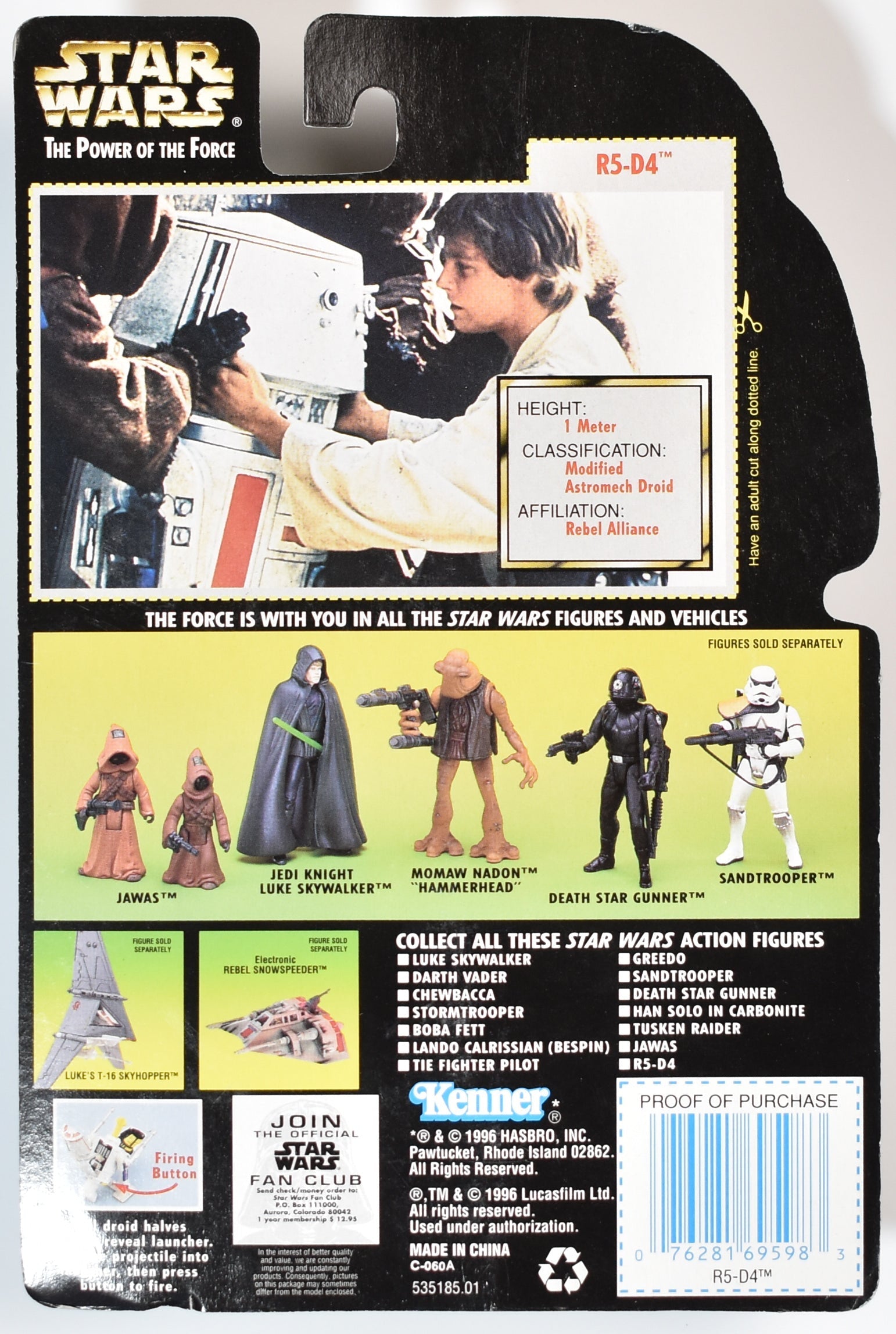 Star Wars Power of the Force Green Card R5-D4 with Missile Launcher 1996 Kenner