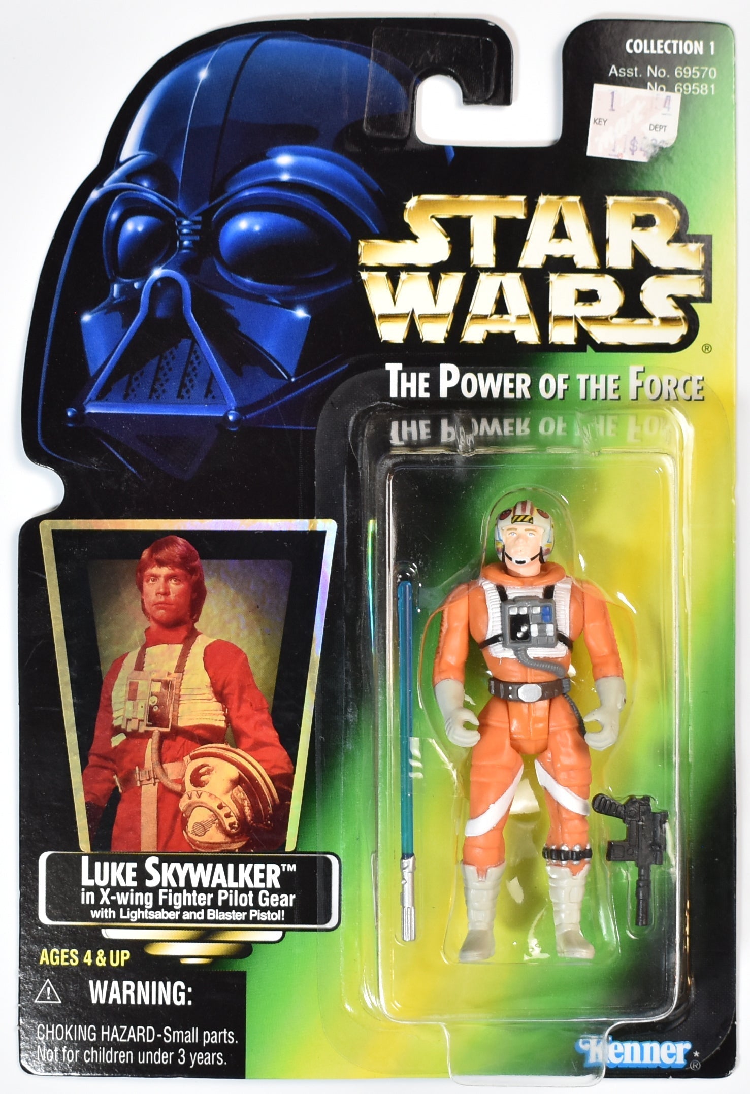 Star Wars Power of the Force Green Card Luke Skywalker X-Wing Pilot Gear Kenner