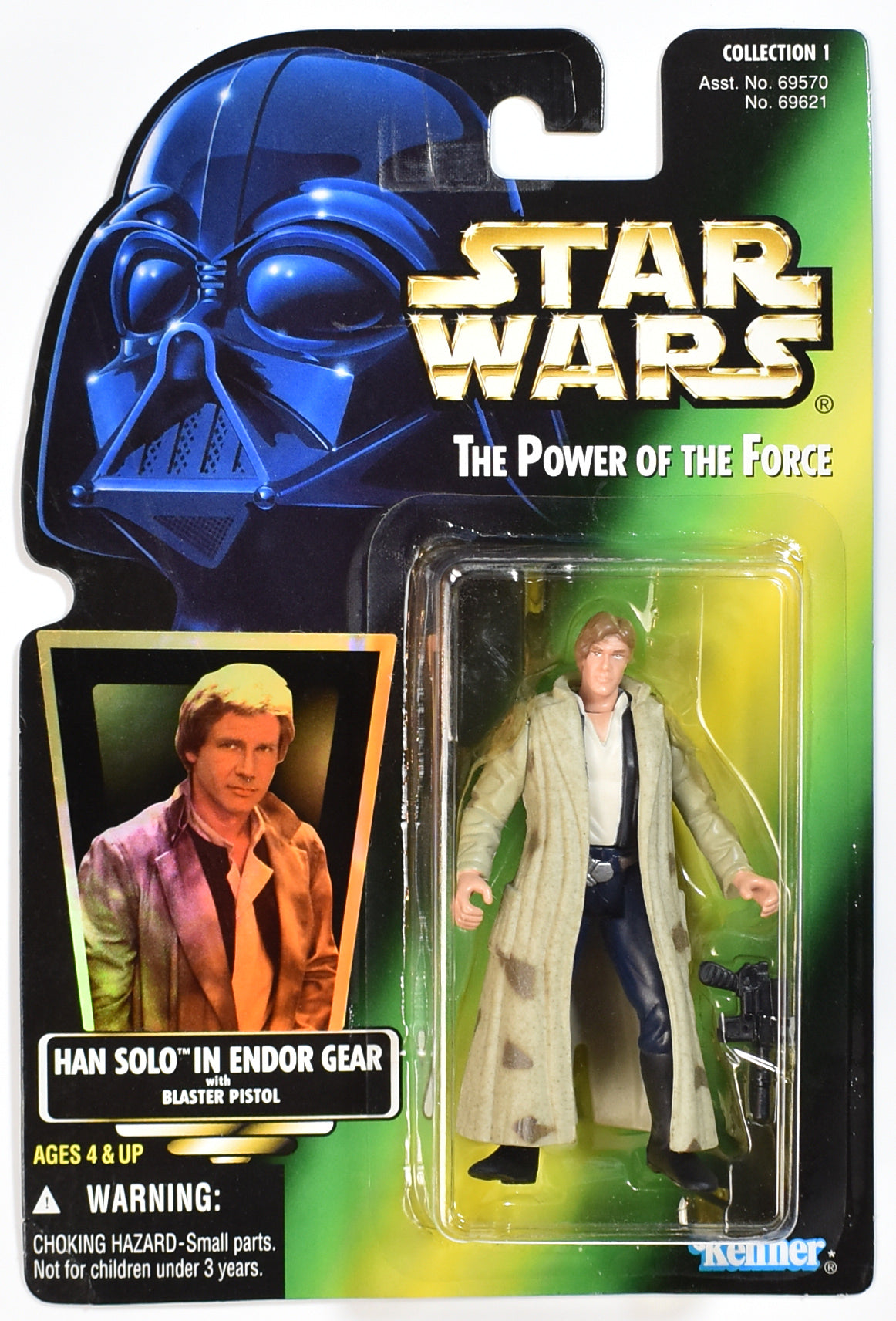Star Wars Power of the force Green Card Han Solo Endor Gear 1996