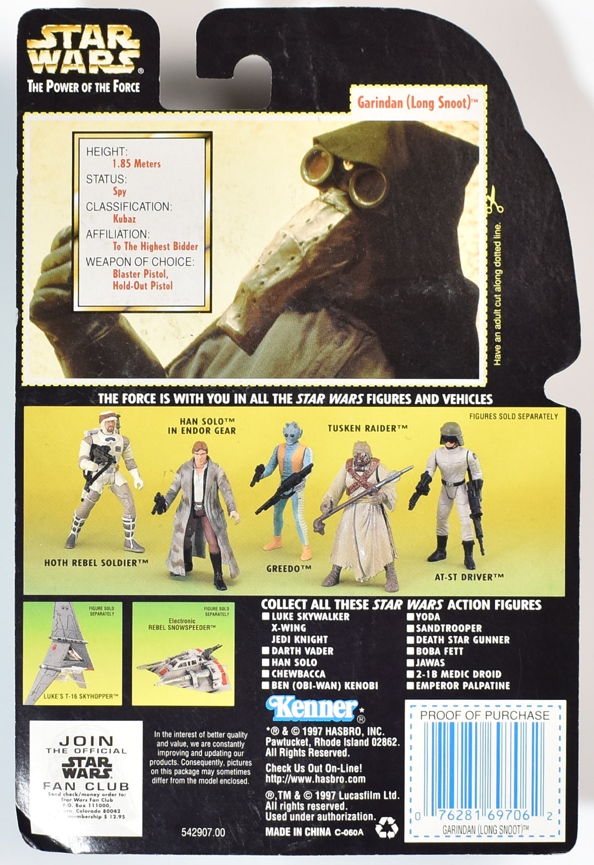 Star Wars Power of the force Green Card Garindan Long Snoot